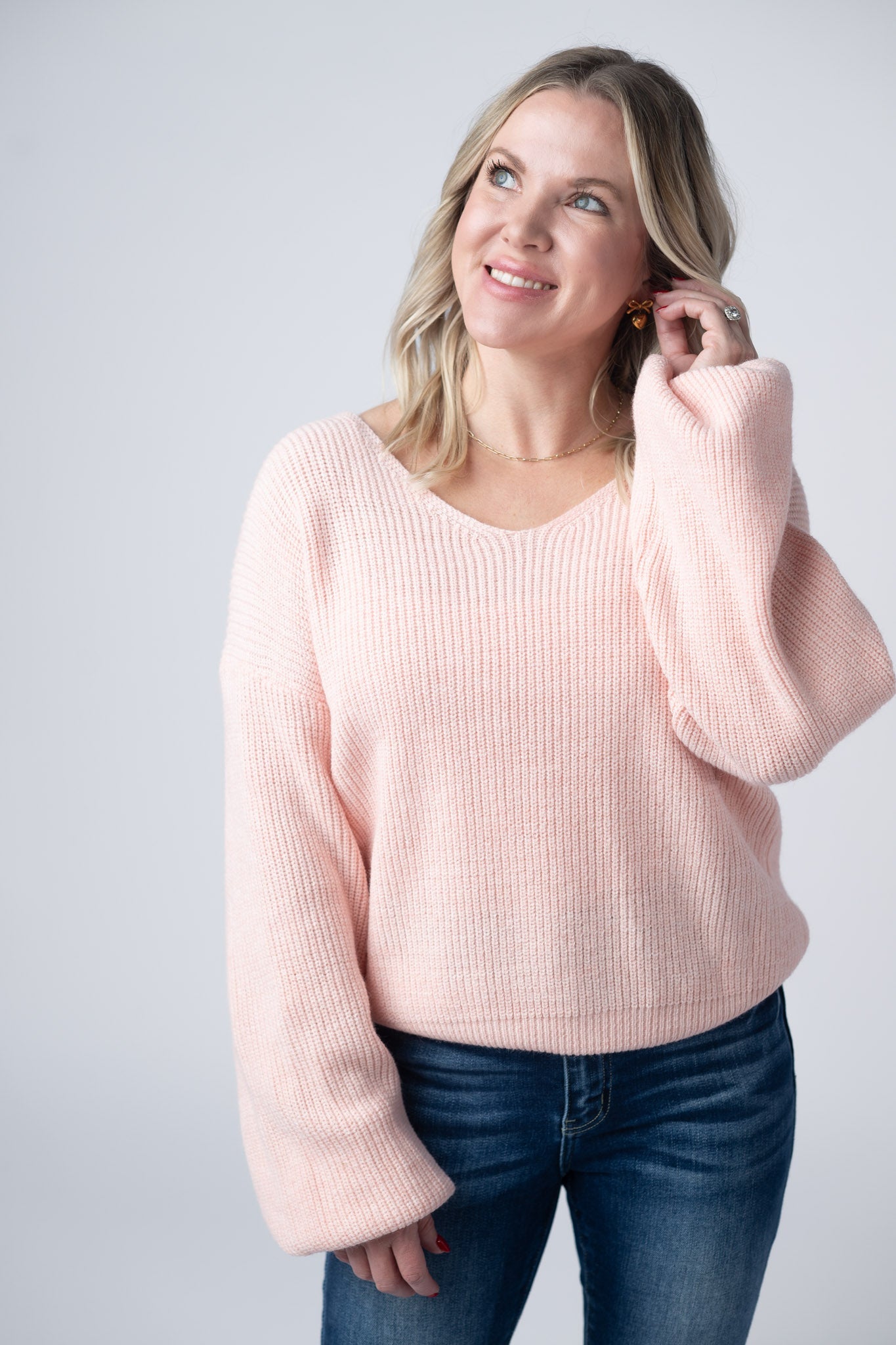 Bethany Bow Knit Sweater - Light Pink