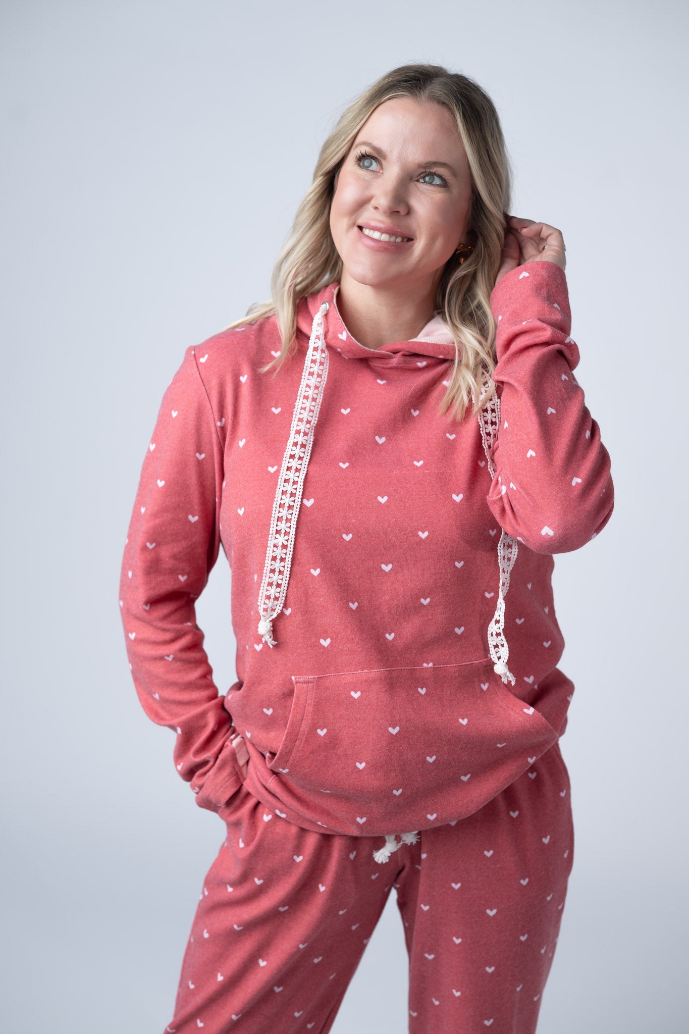 Hailey Pullover Hoodie -Sweetheart Red