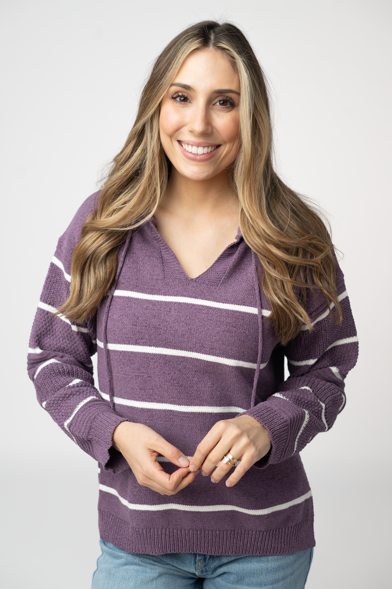 Maddie Striped Hoodie - Purple