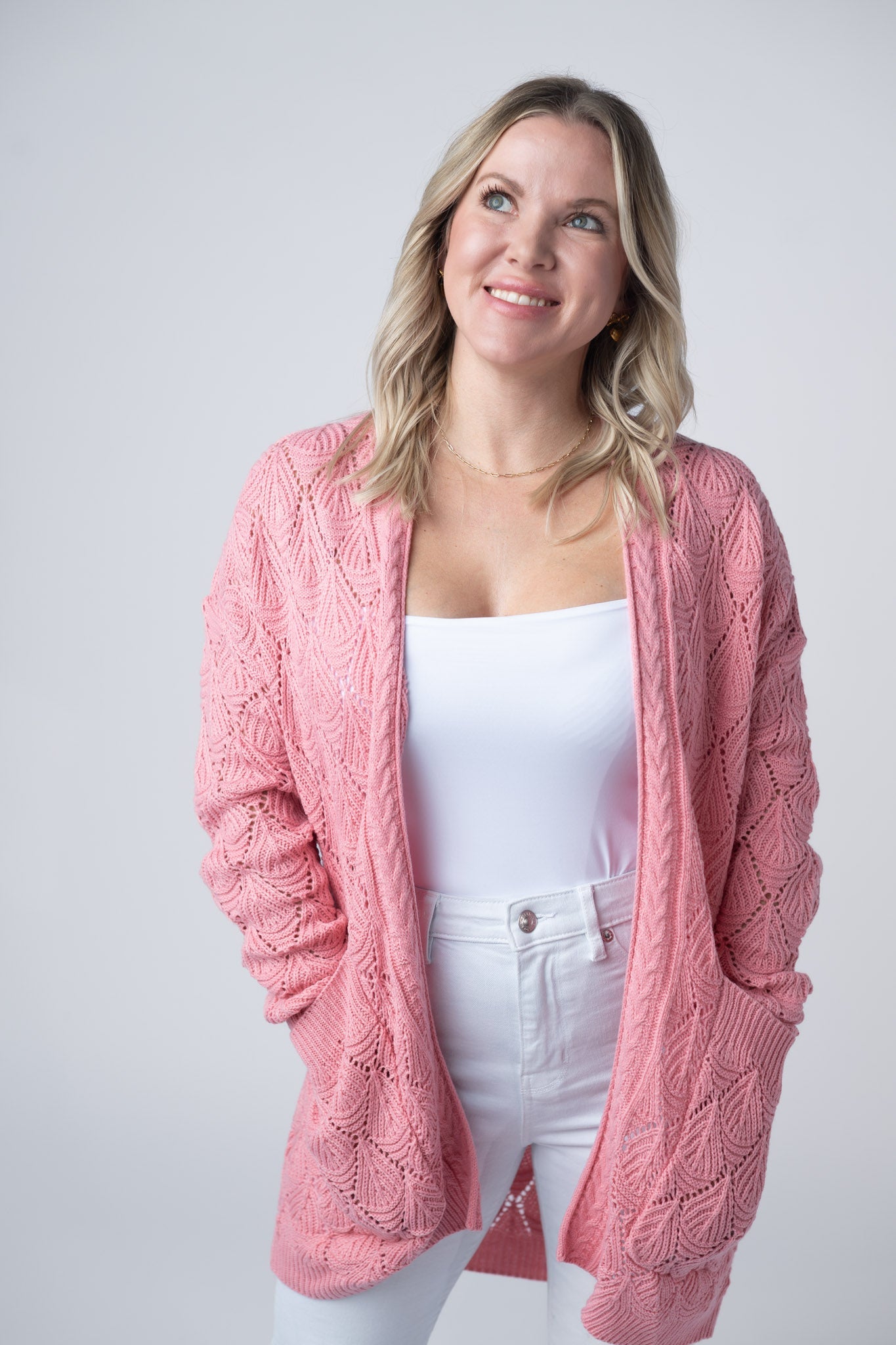 Open Knit Cardigan - Rose