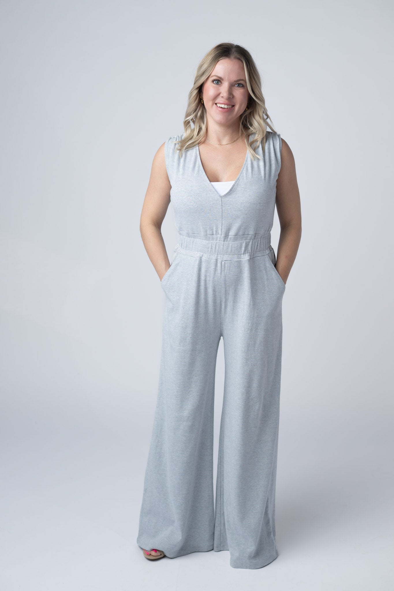 Kenzie Striped Jumpsuit - Grey