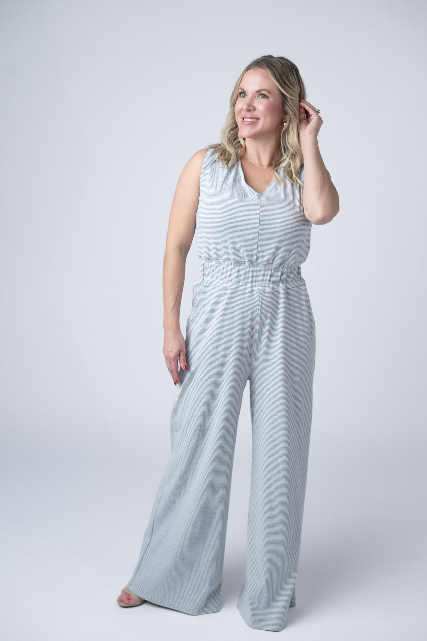 Kenzie Striped Jumpsuit - Grey