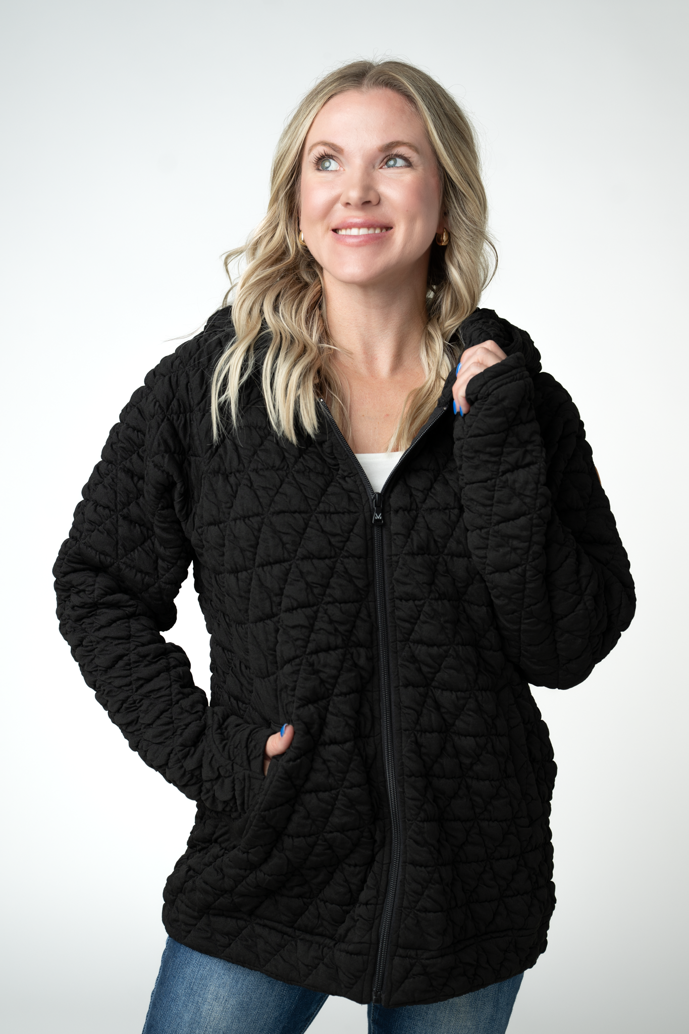 Geometric Fullzip Hoodie - Black