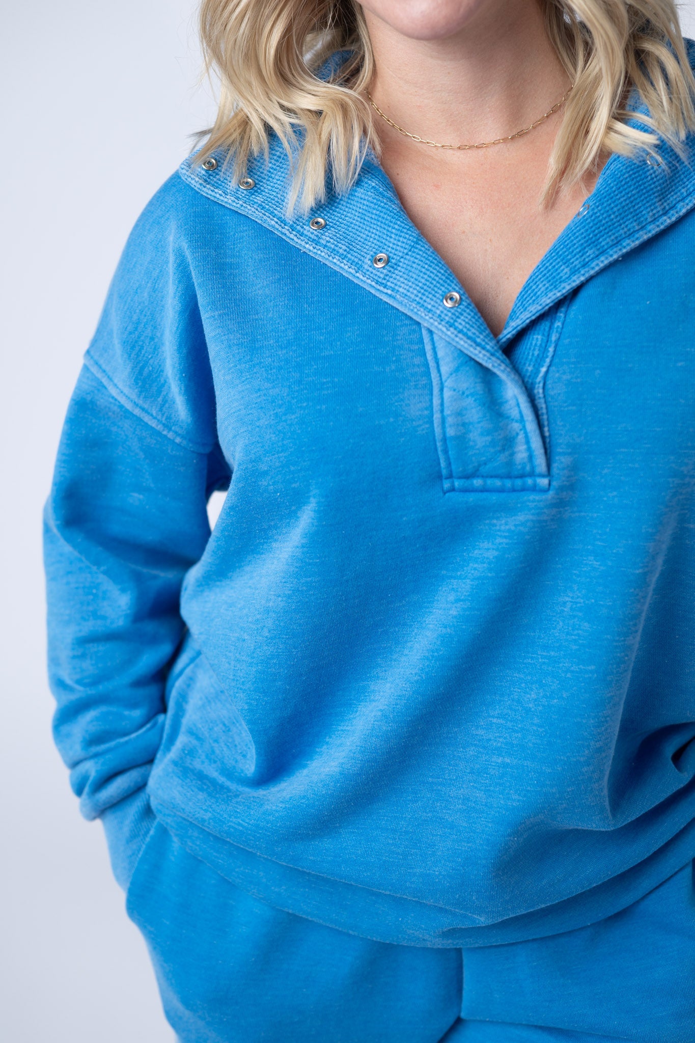 Jesse Vintage Wash Snap Pullover - Winter Blue