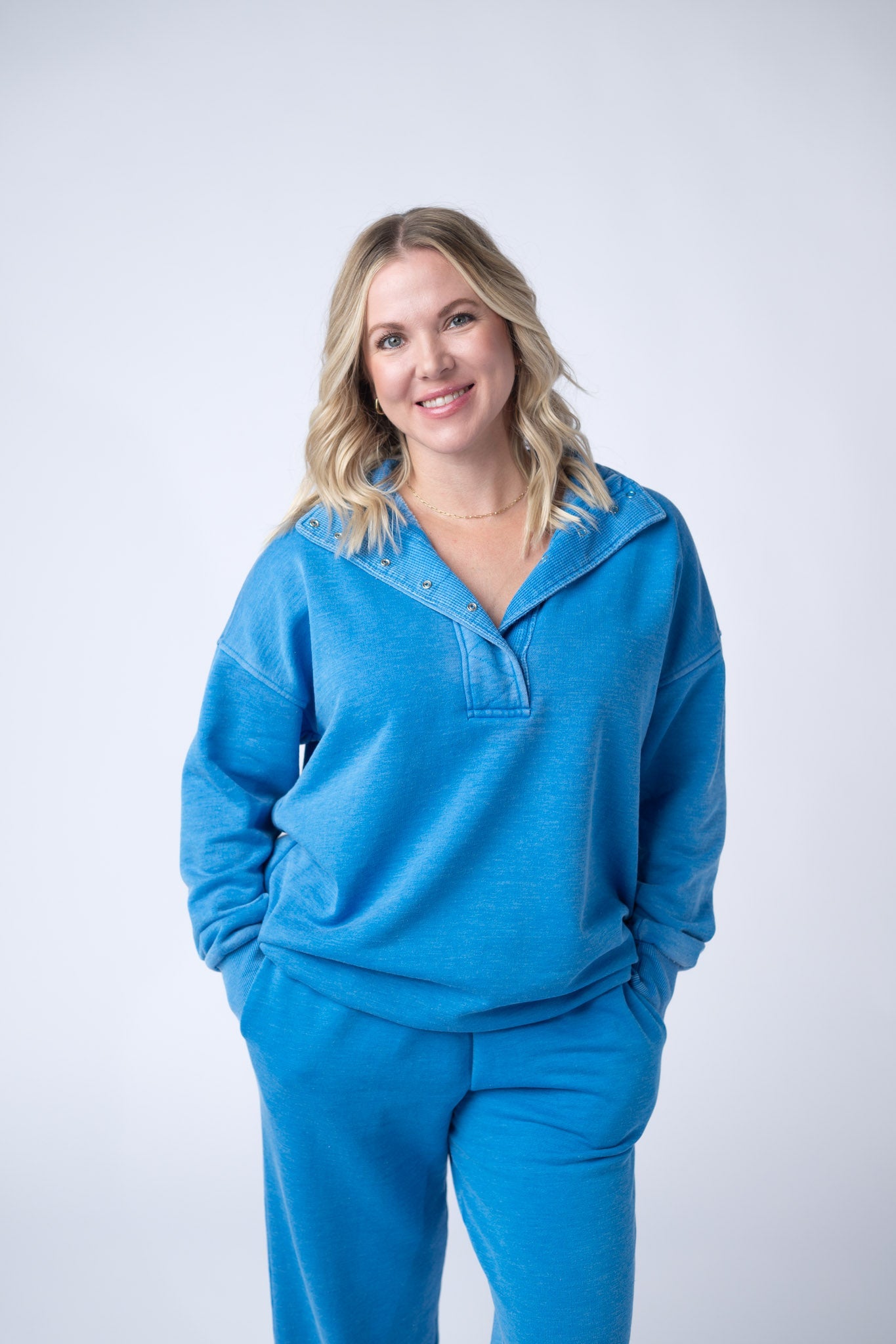 Jesse Vintage Wash Snap Pullover - Winter Blue