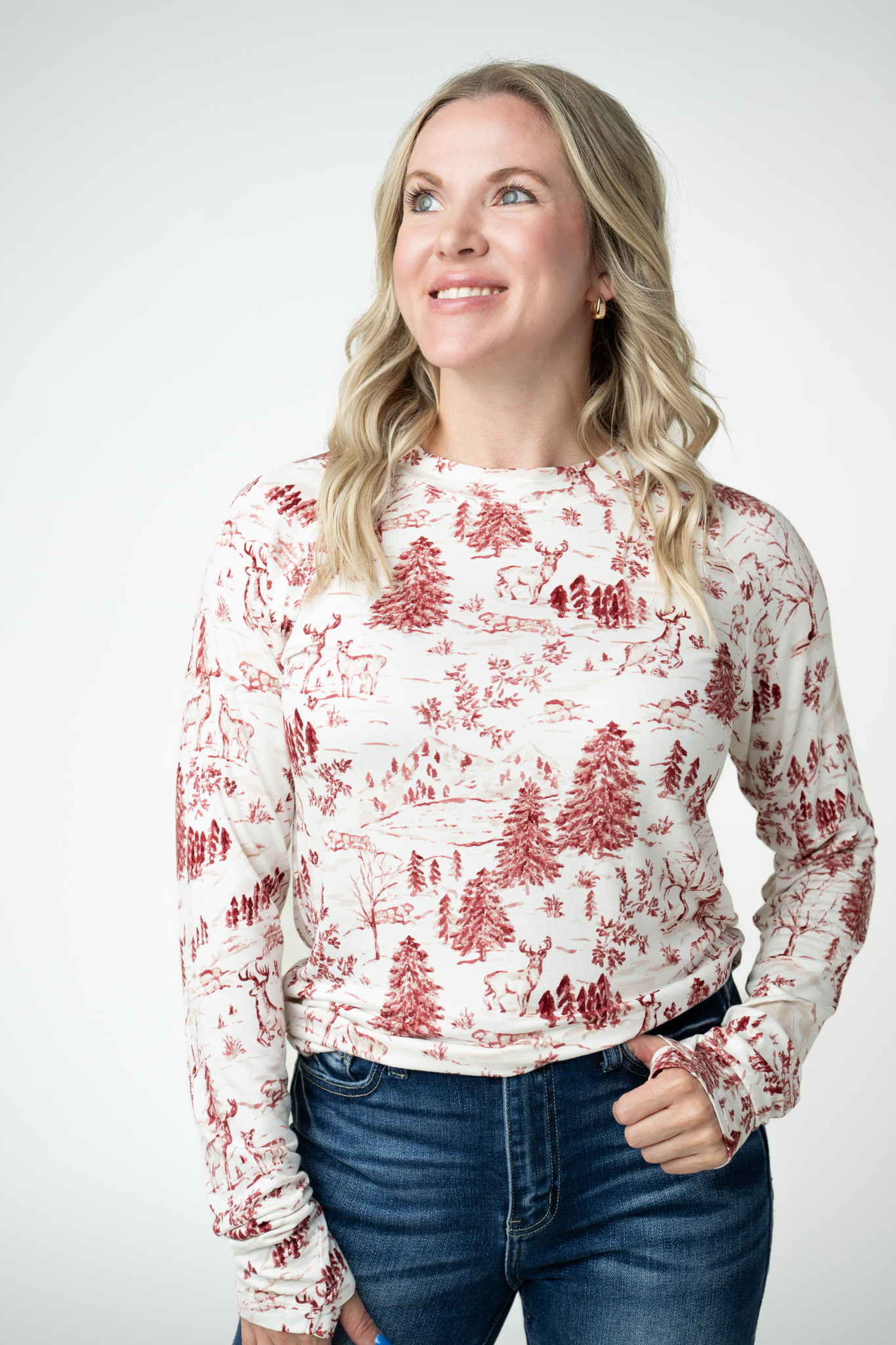Blair Long Sleeve Top - Cranberry Woodland