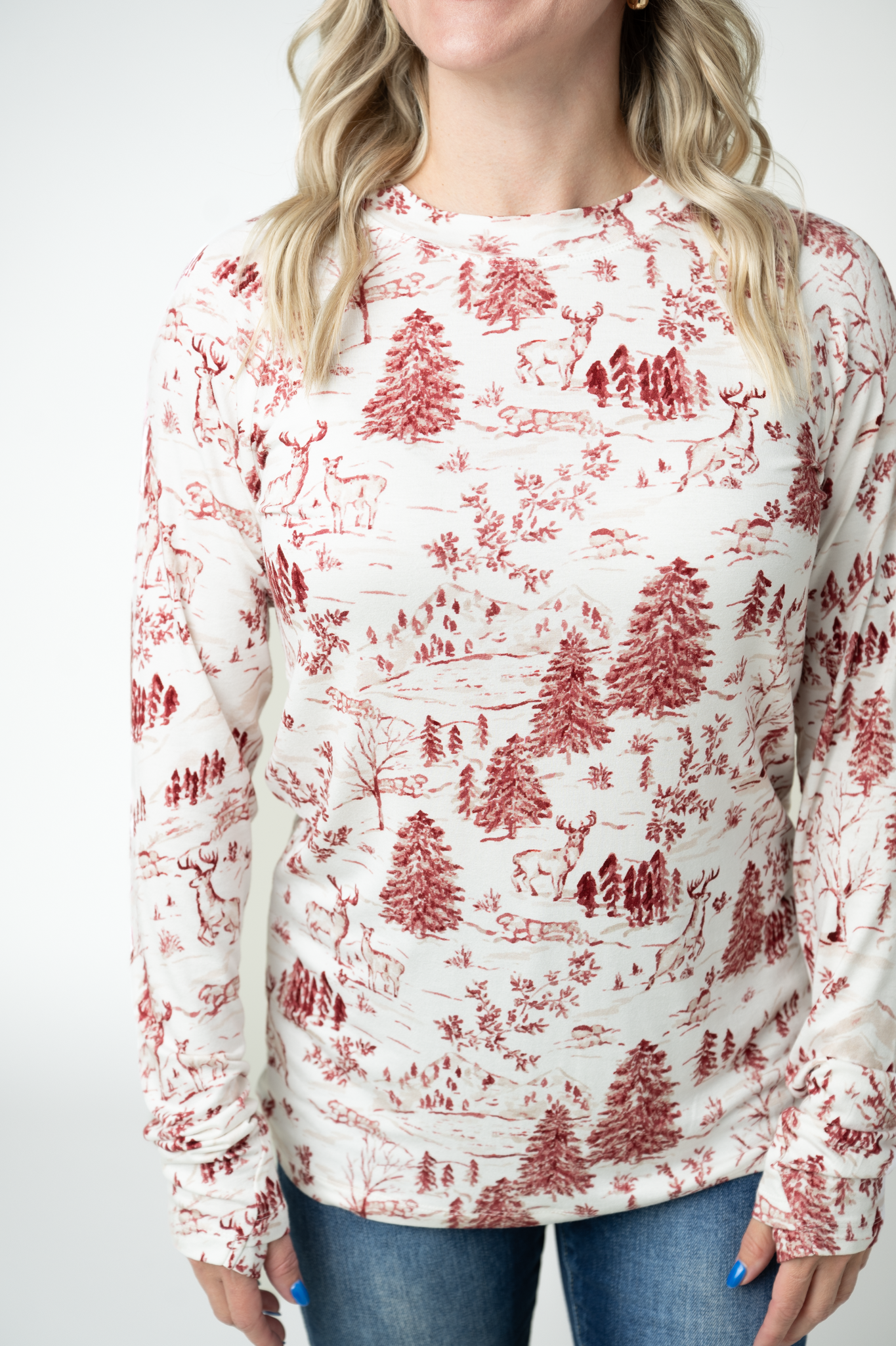 Blair Long Sleeve Top - Cranberry Woodland