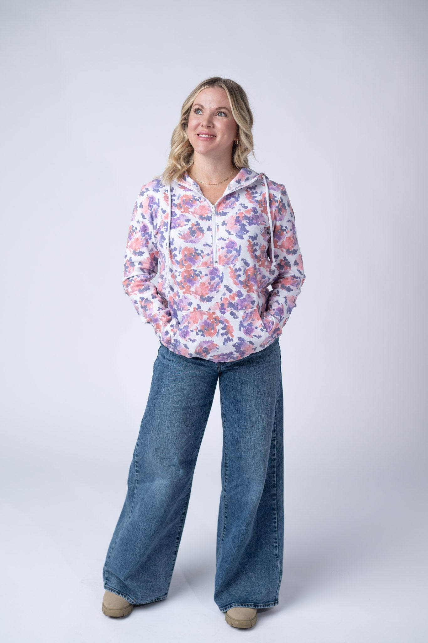 HalfZip Hoodie - Purple Abstract