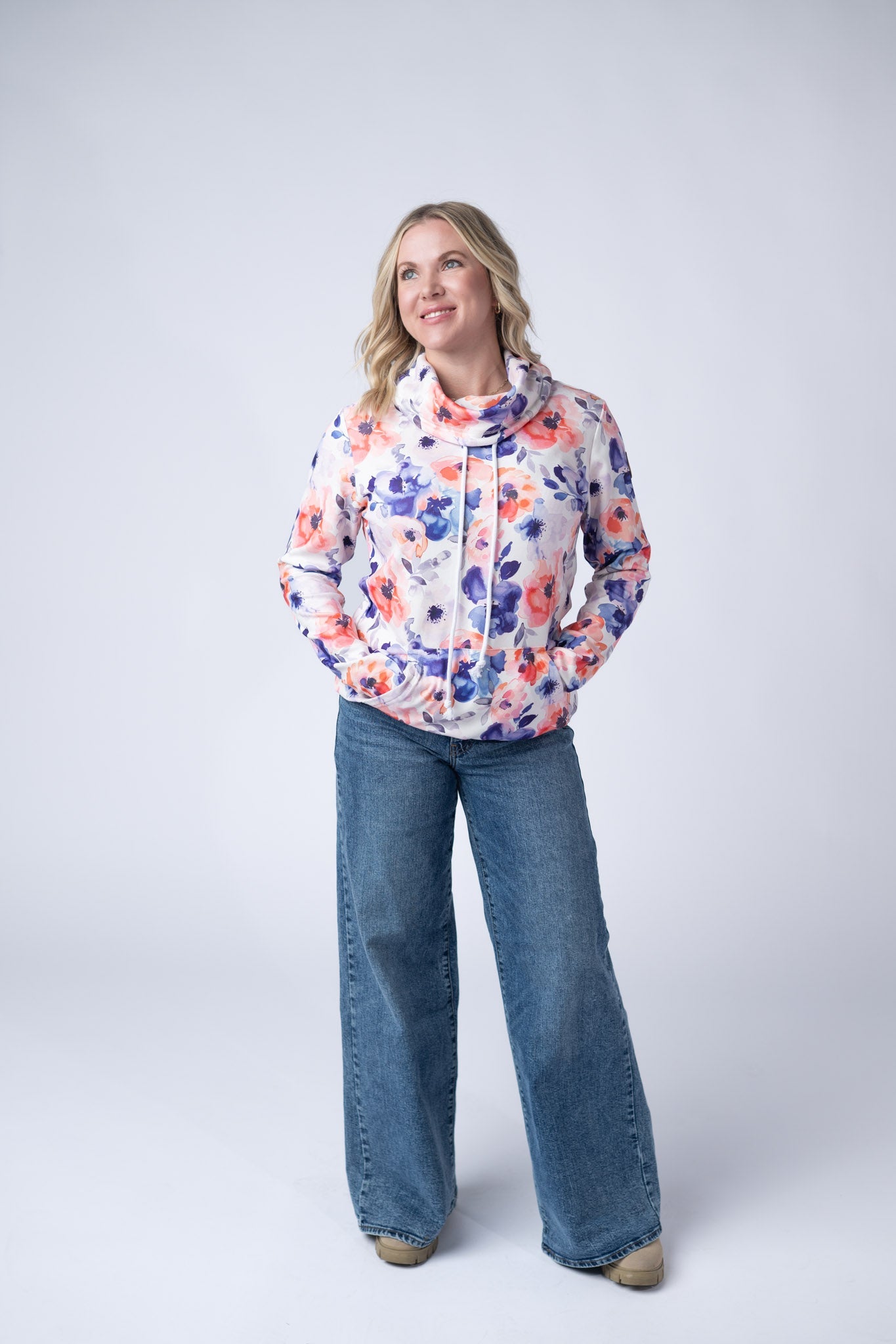 Soft Funnel Neck - Sunset Watercolor Floral