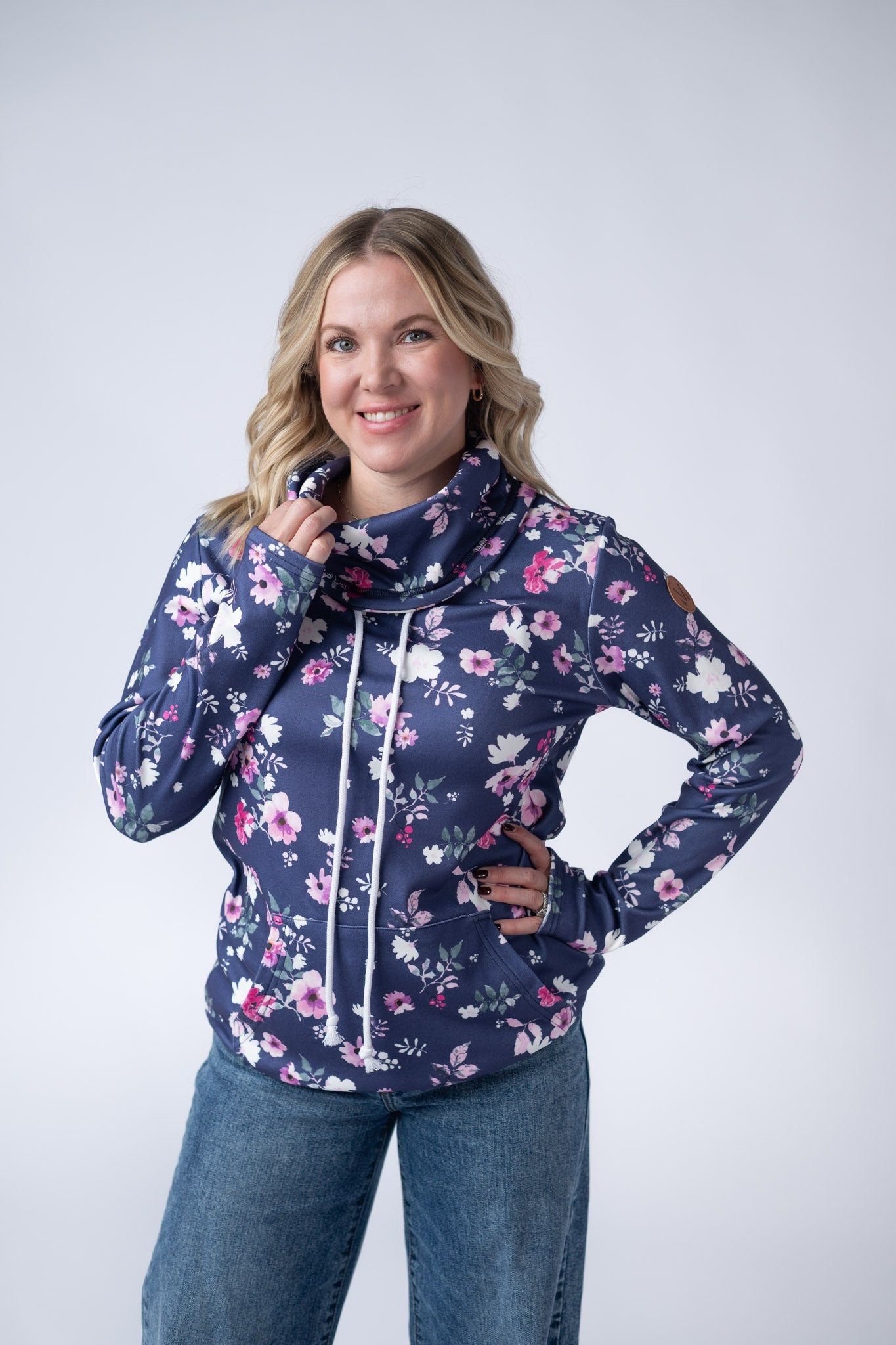 Soft Funnel Neck - Navy Floral