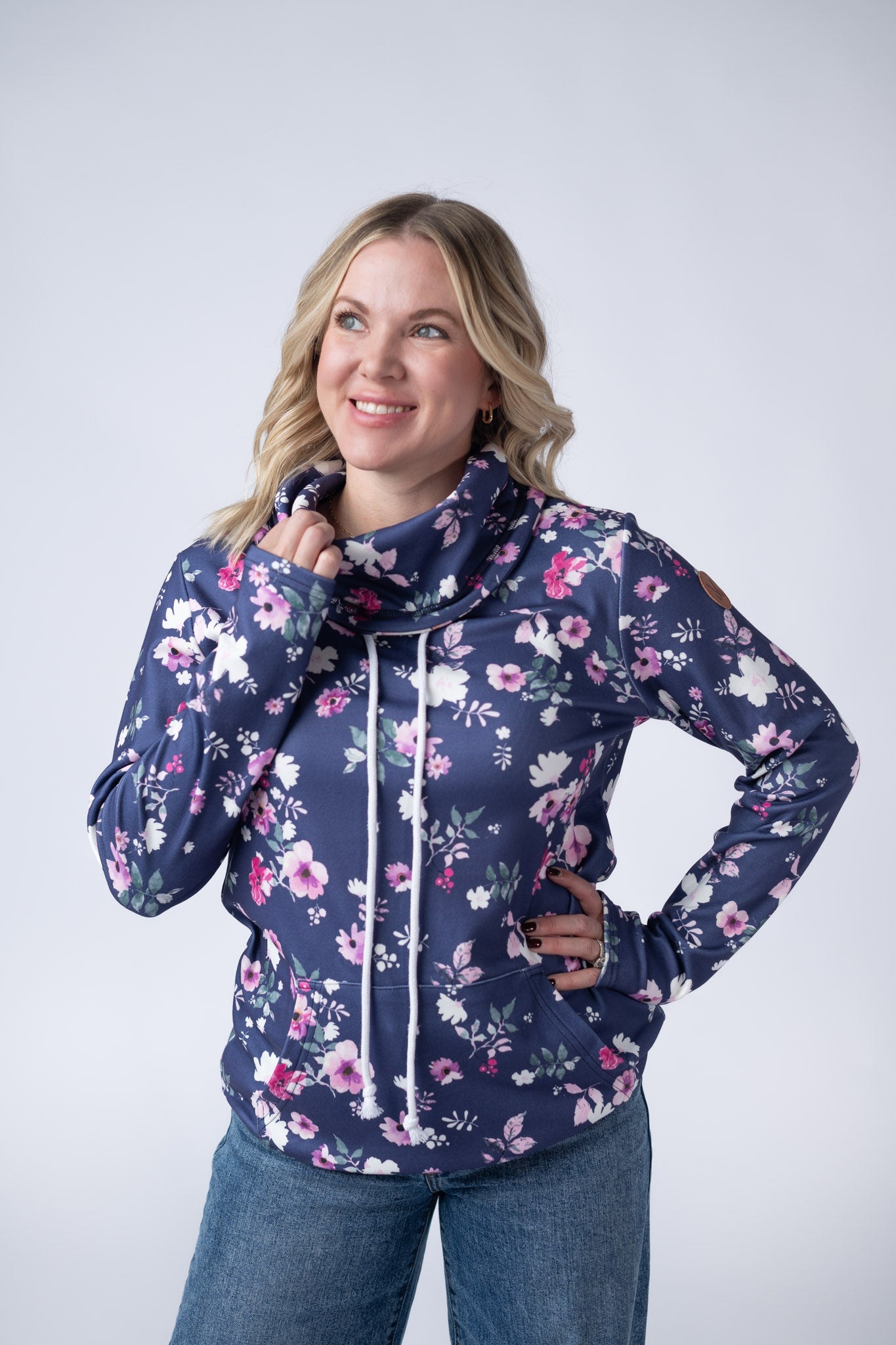 Soft Funnel Neck - Navy Floral