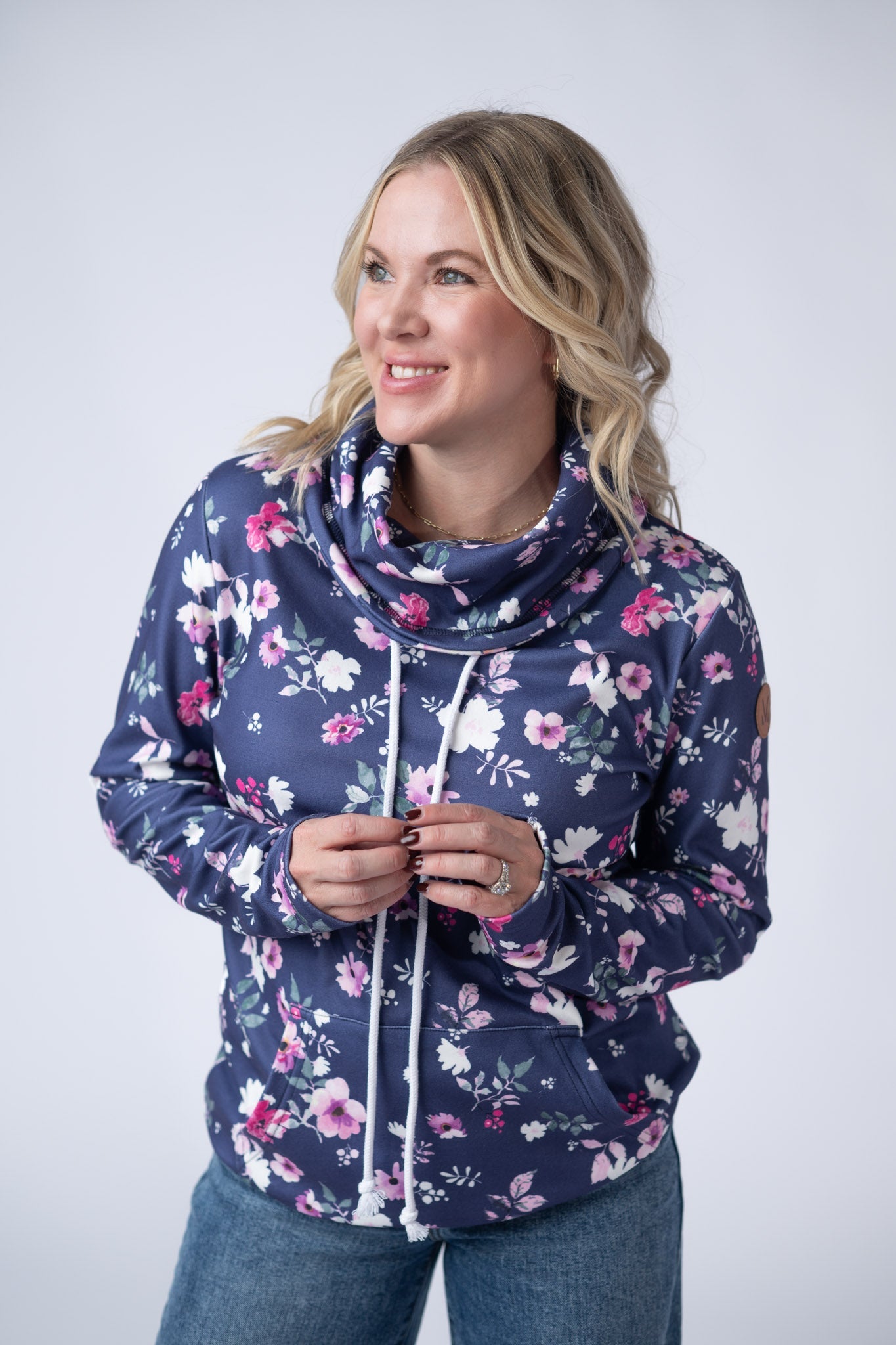 Soft Funnel Neck - Navy Floral