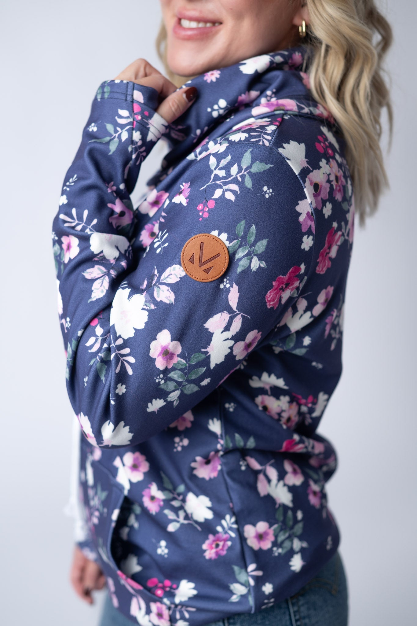 Soft Funnel Neck - Navy Floral