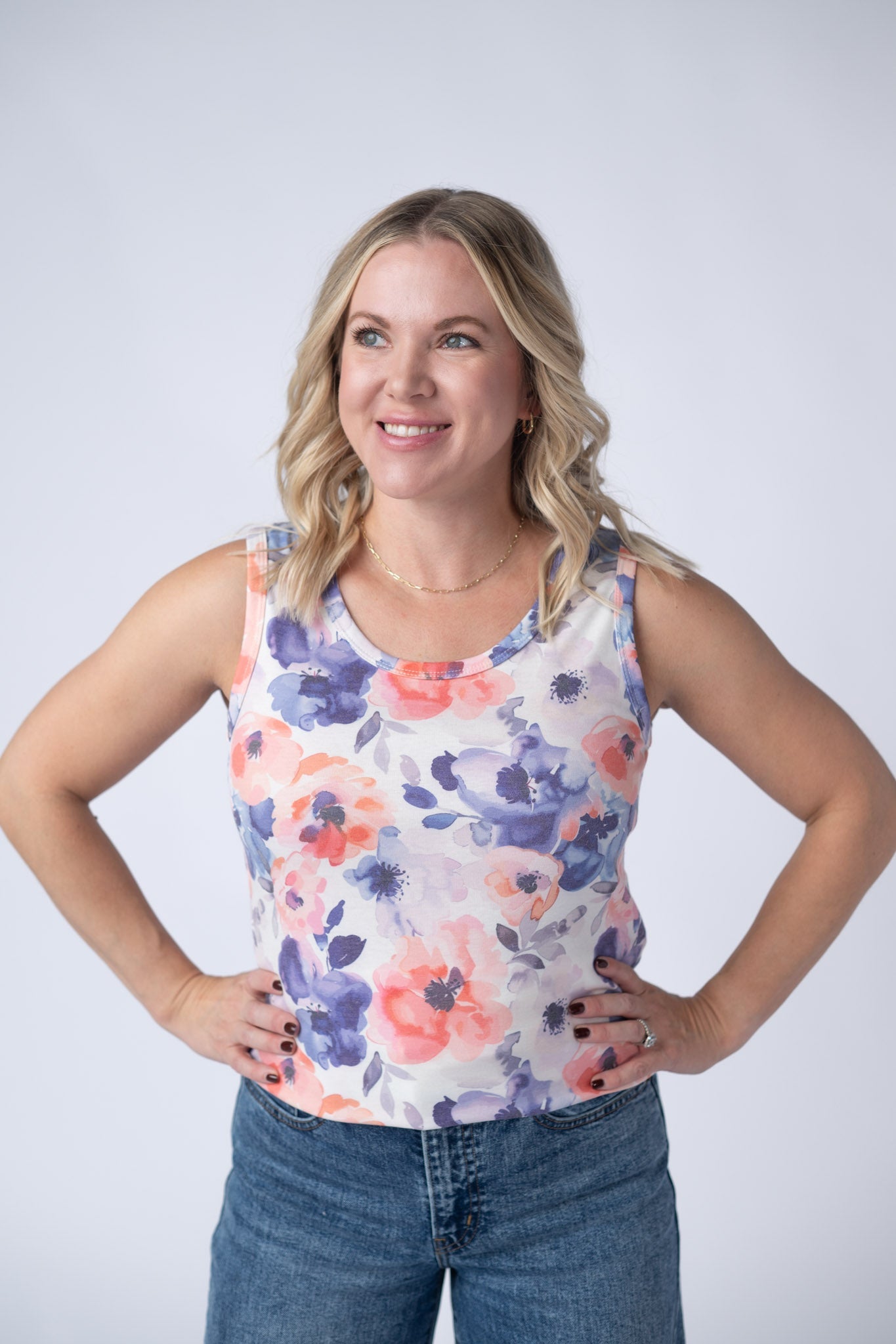 Ava Tank - Sunset Watercolor Floral