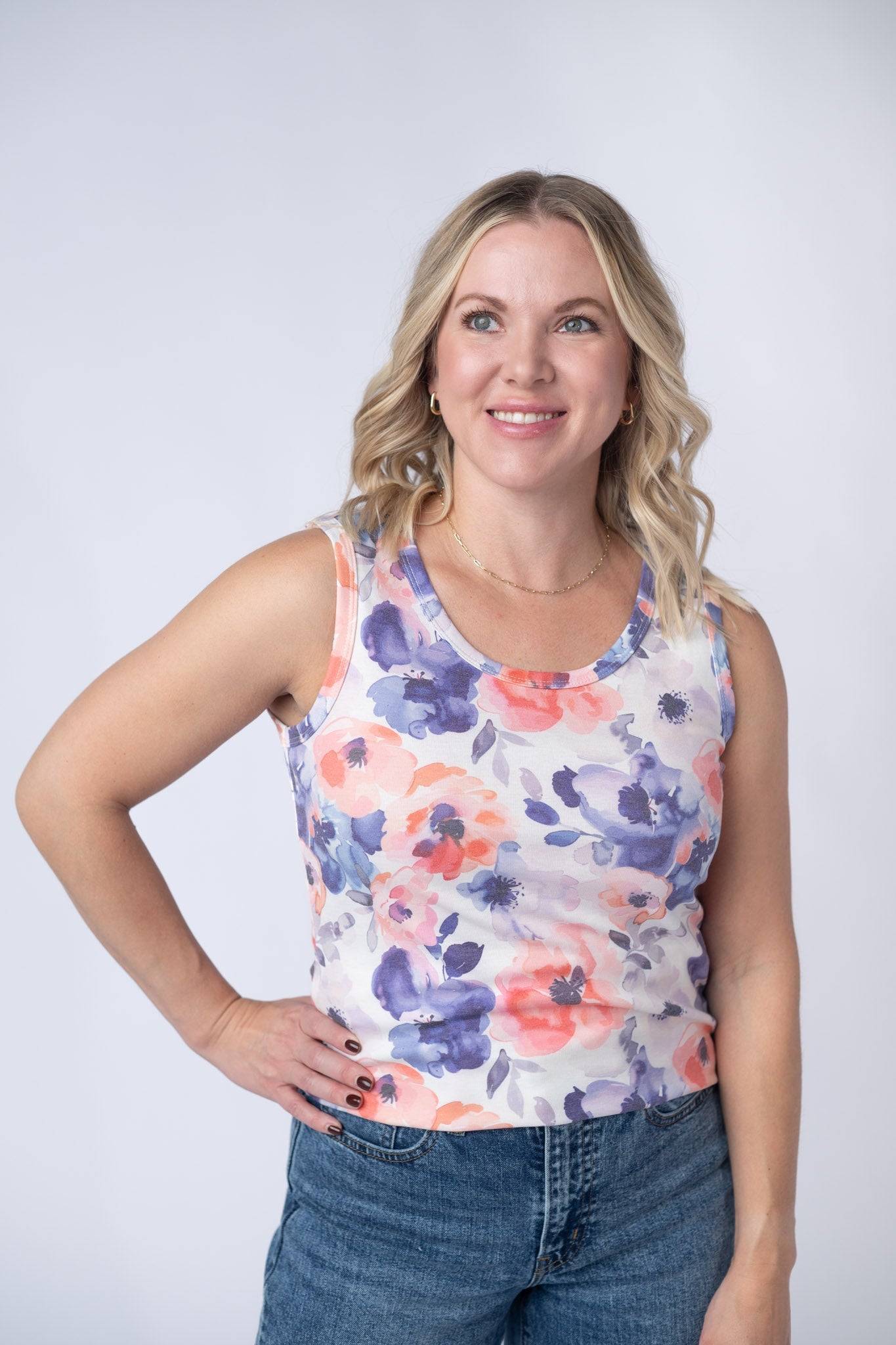 Ava Tank - Sunset Watercolor Floral