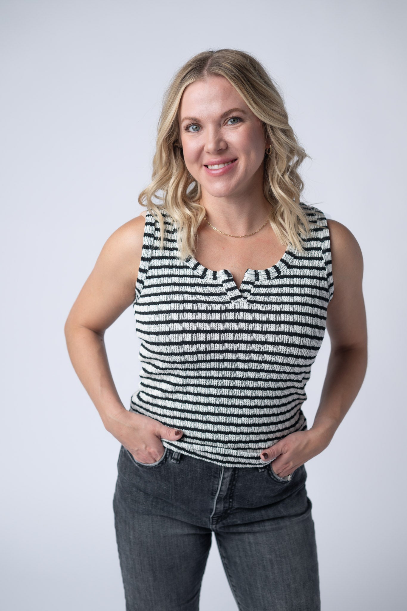 Stella Striped Tank - Black