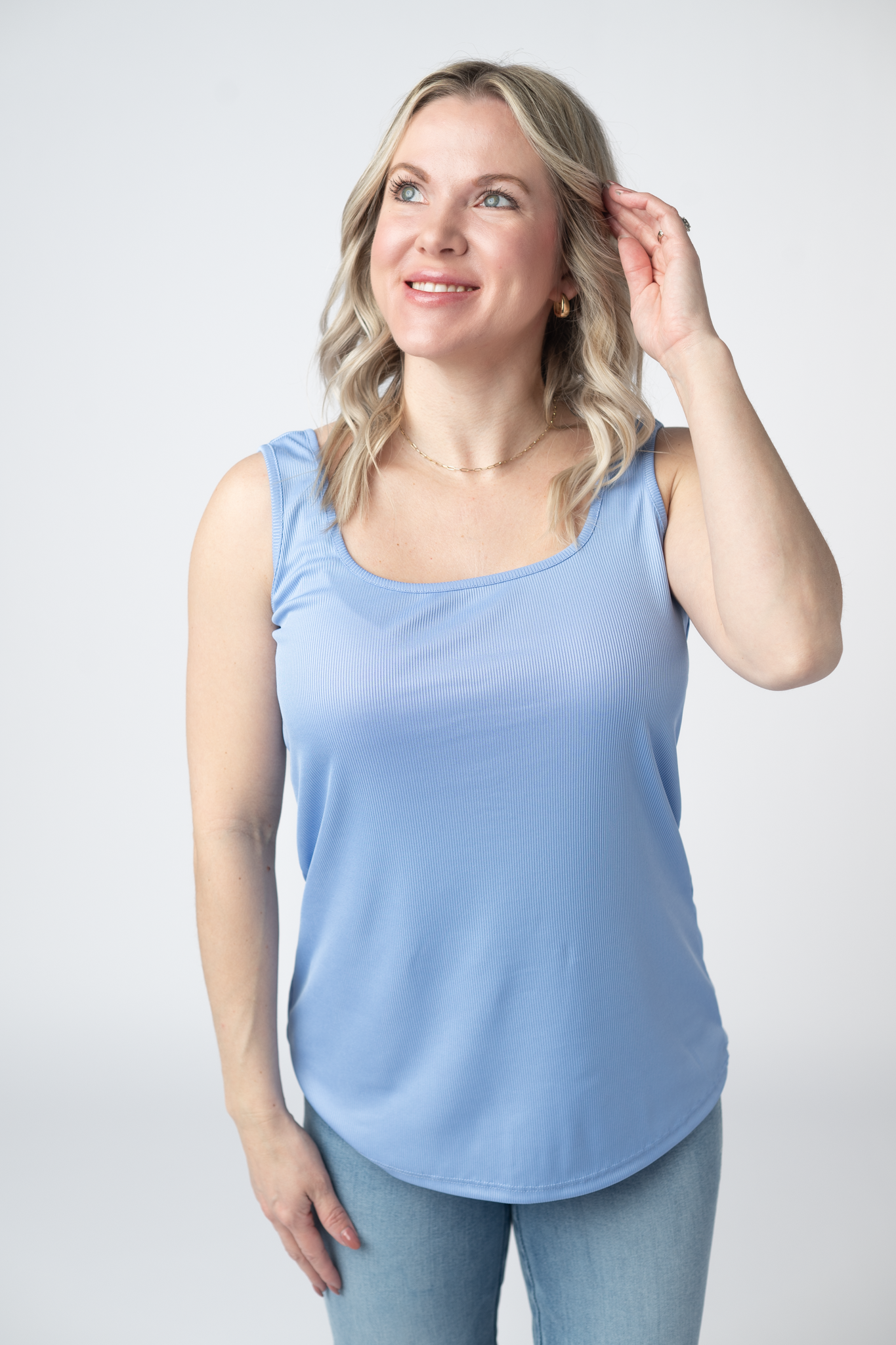 Rachel Ribbed Tank -  Sky Blue