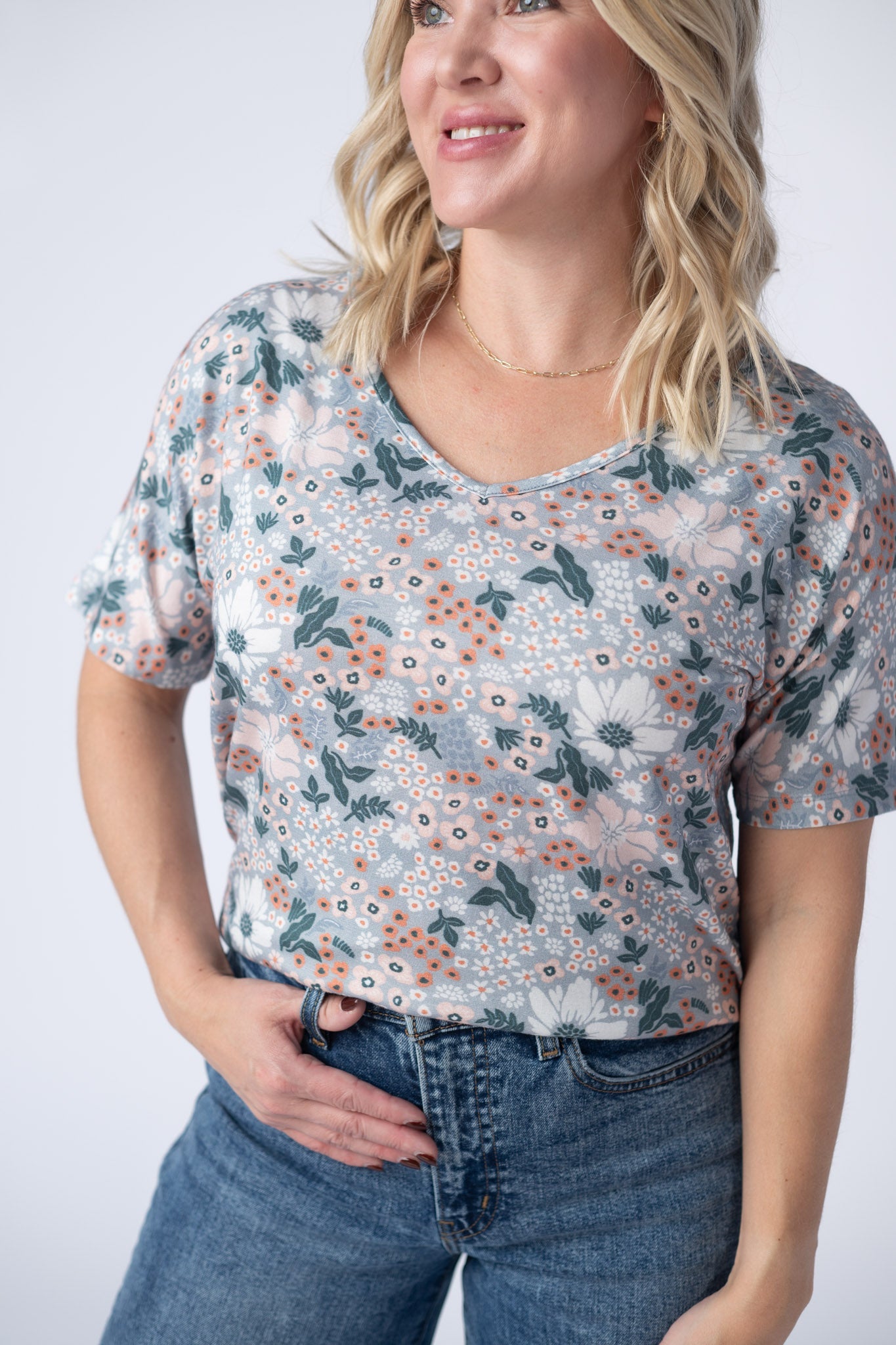 Chloe Cozy Tee - Ditsy Blush Floral