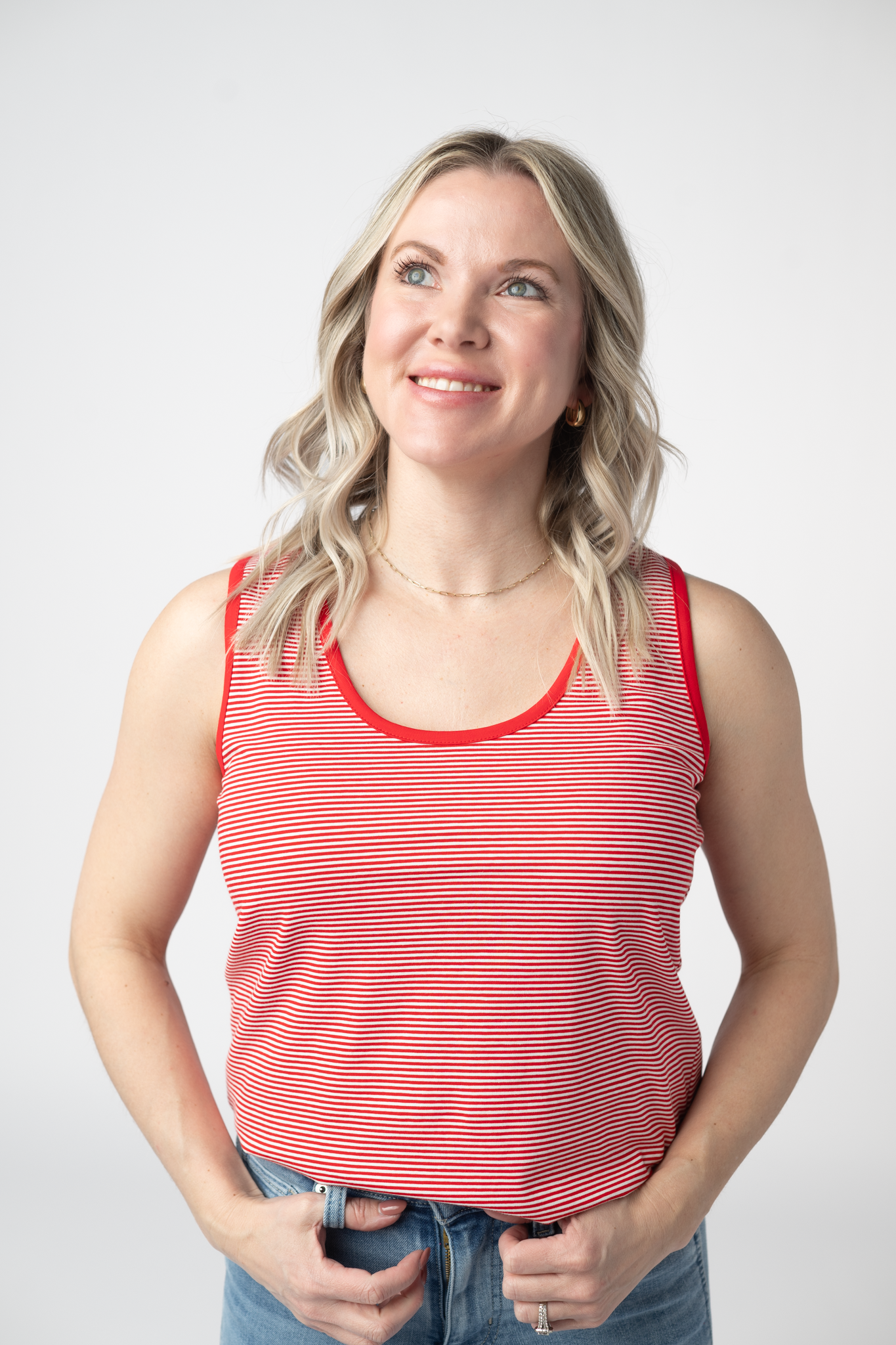 Micro Striped Tank - Red