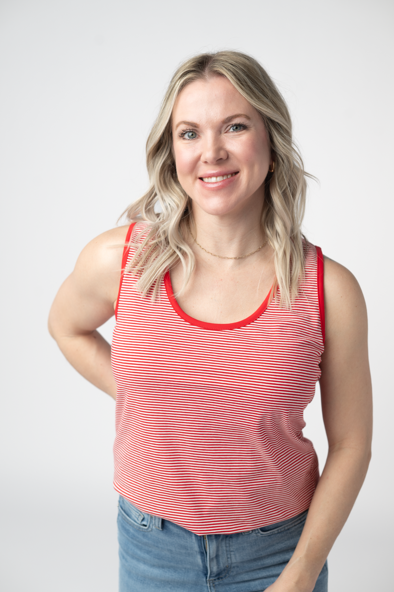 Micro Striped Tank - Red