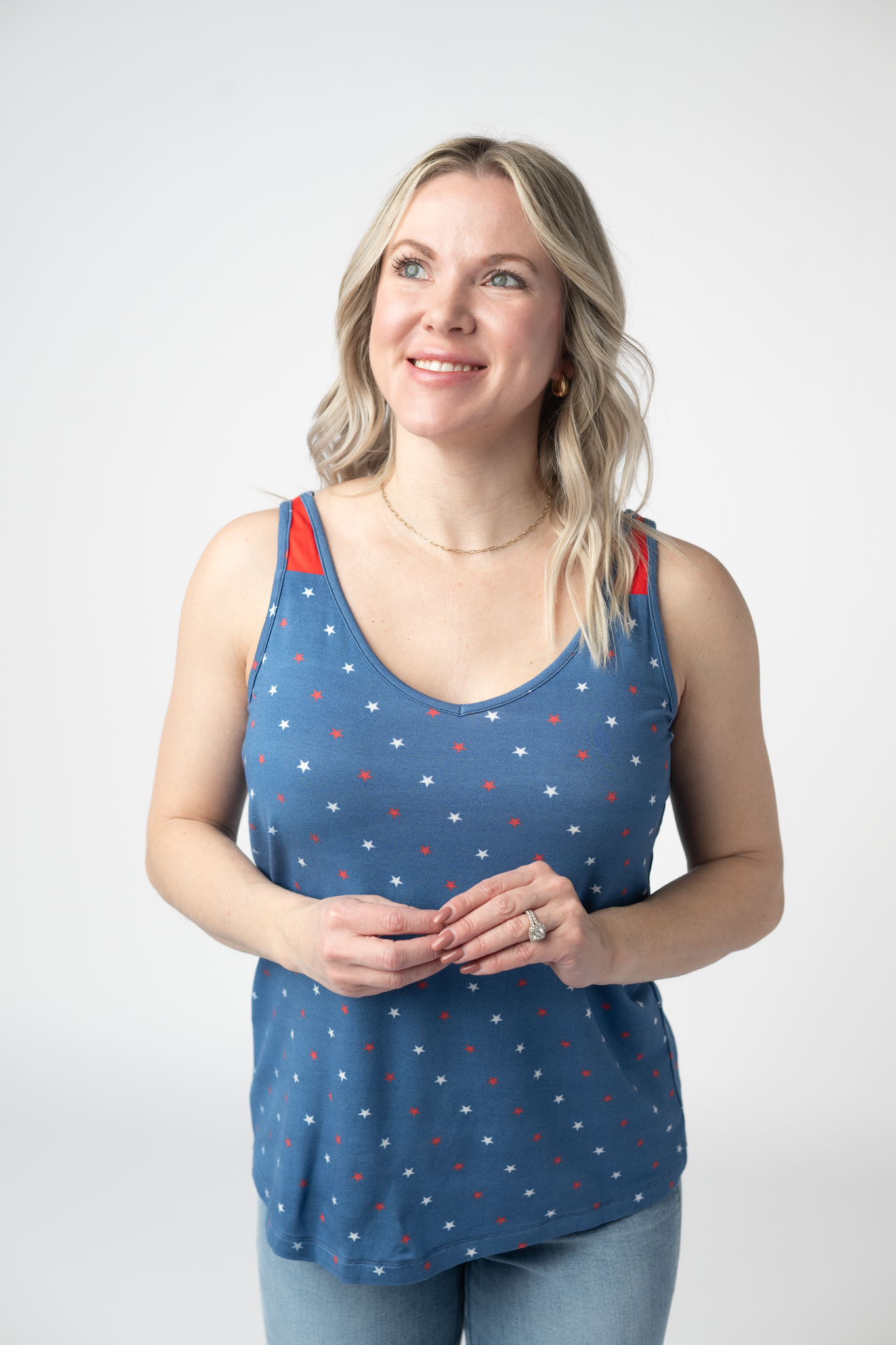 Poppy Tank - Blue Freedom Stars