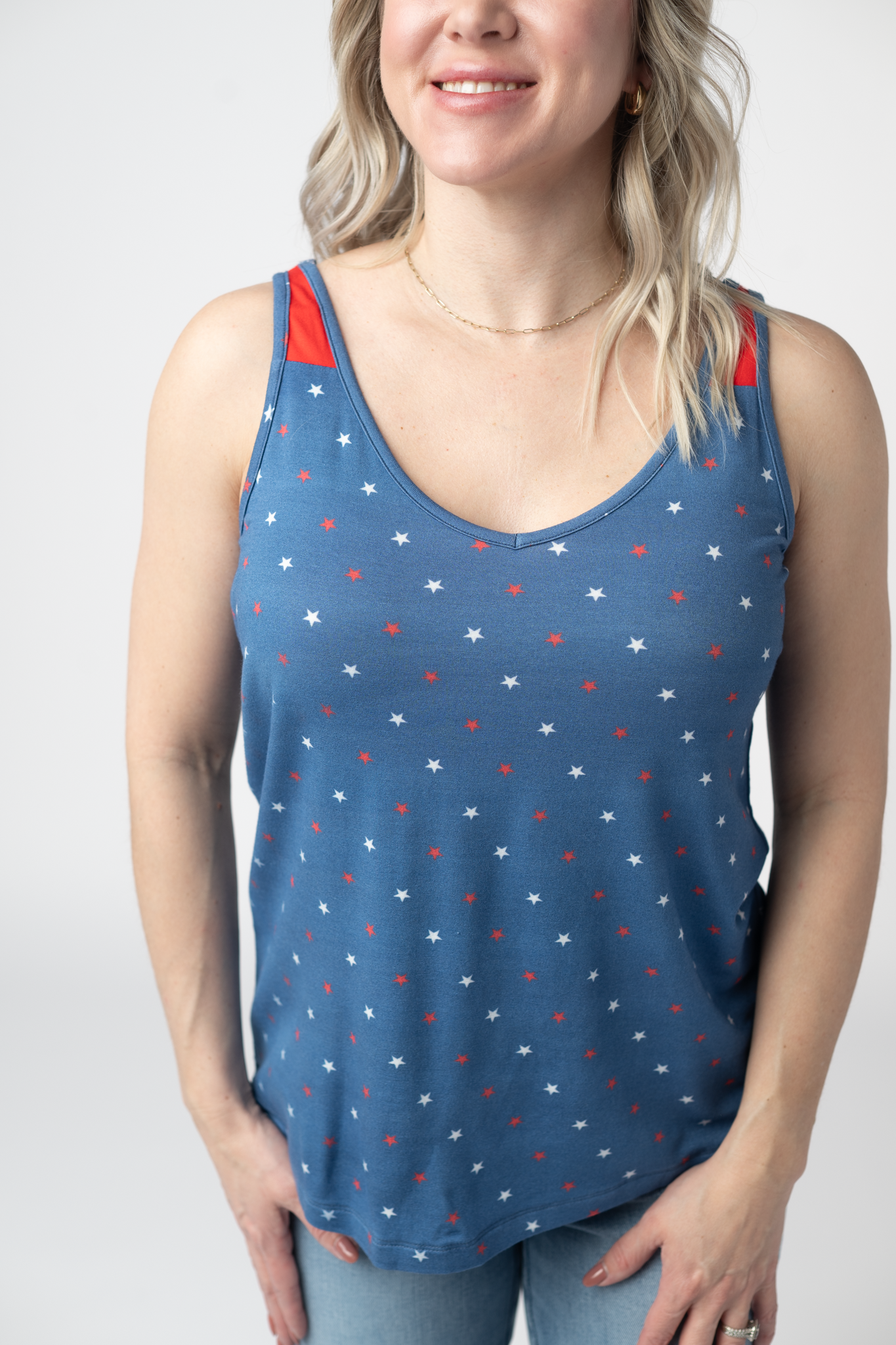 Poppy Tank - Blue Freedom Stars
