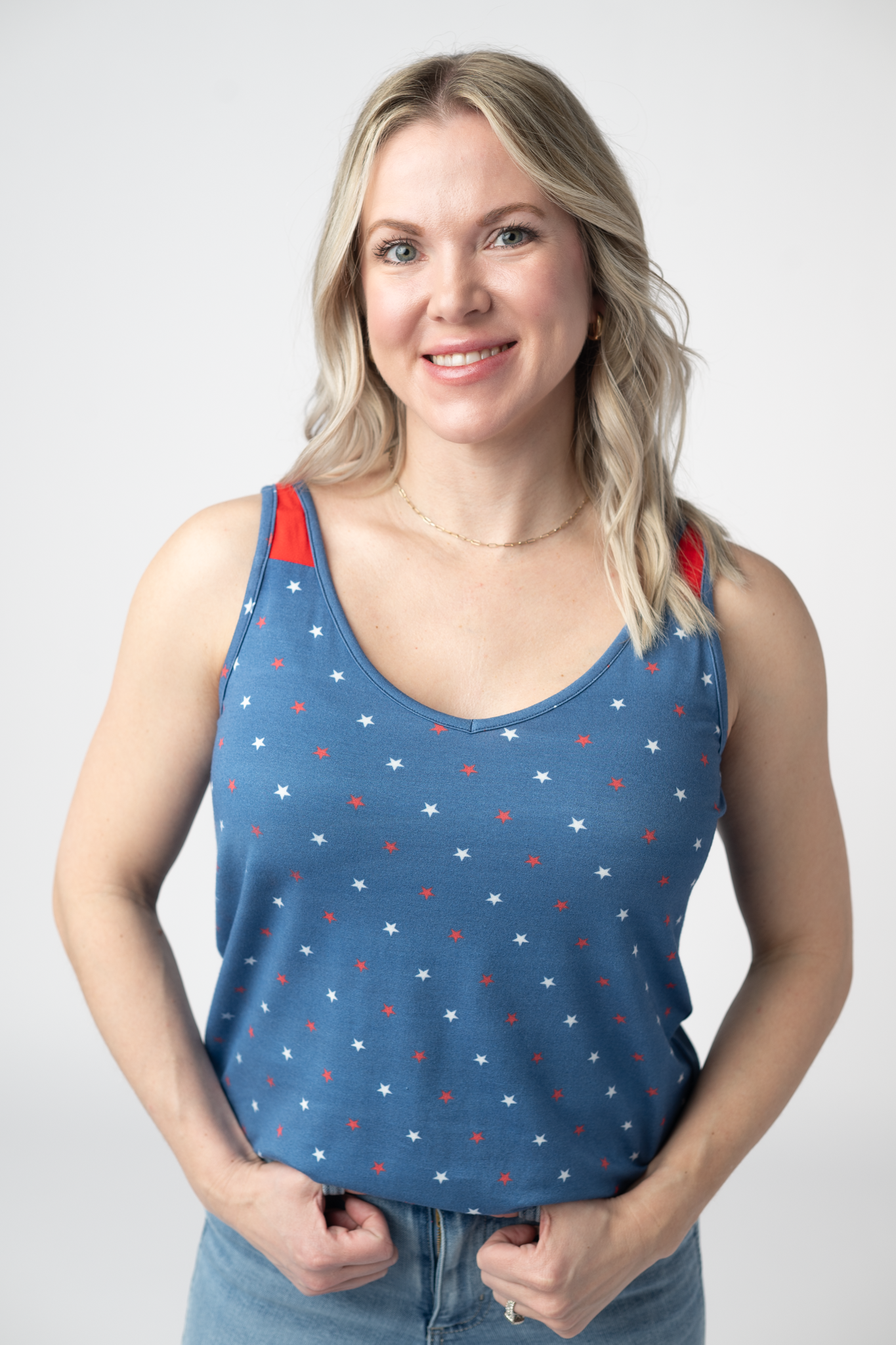 Poppy Tank - Blue Freedom Stars