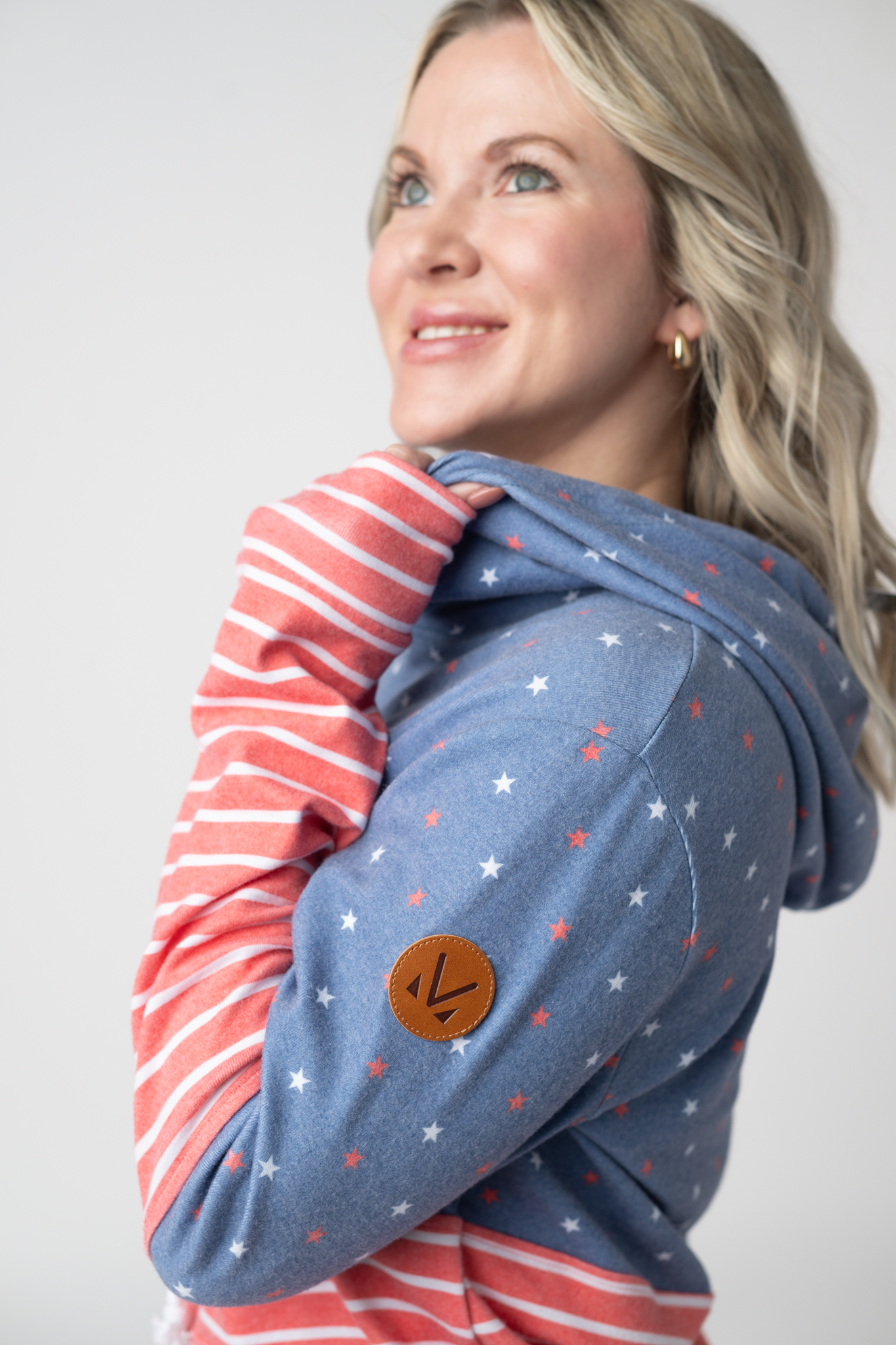 Hailey Pullover Hoodie - Faded Navy Freedom Stars and Stripes