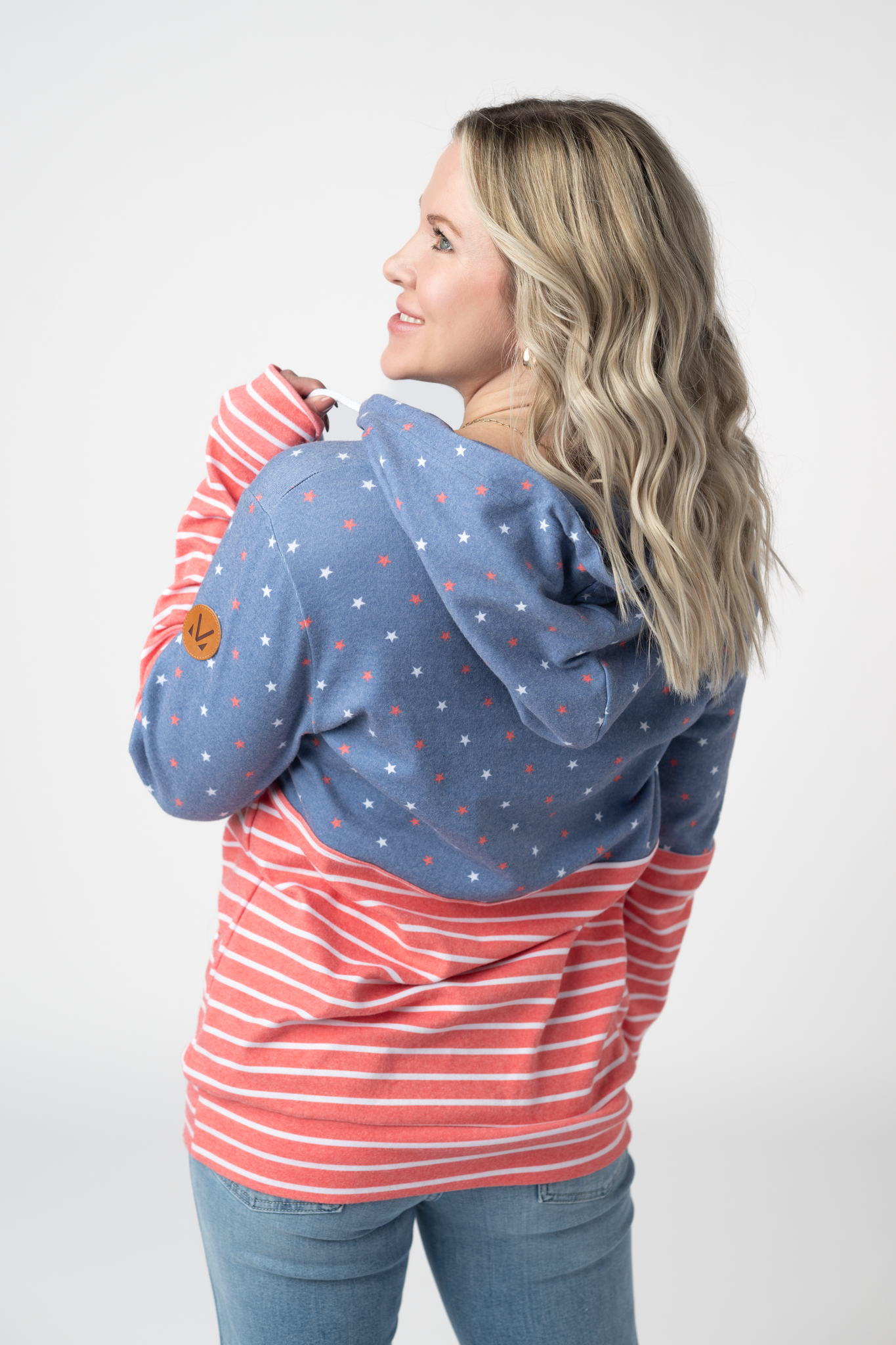 Hailey Pullover Hoodie - Faded Navy Freedom Stars and Stripes