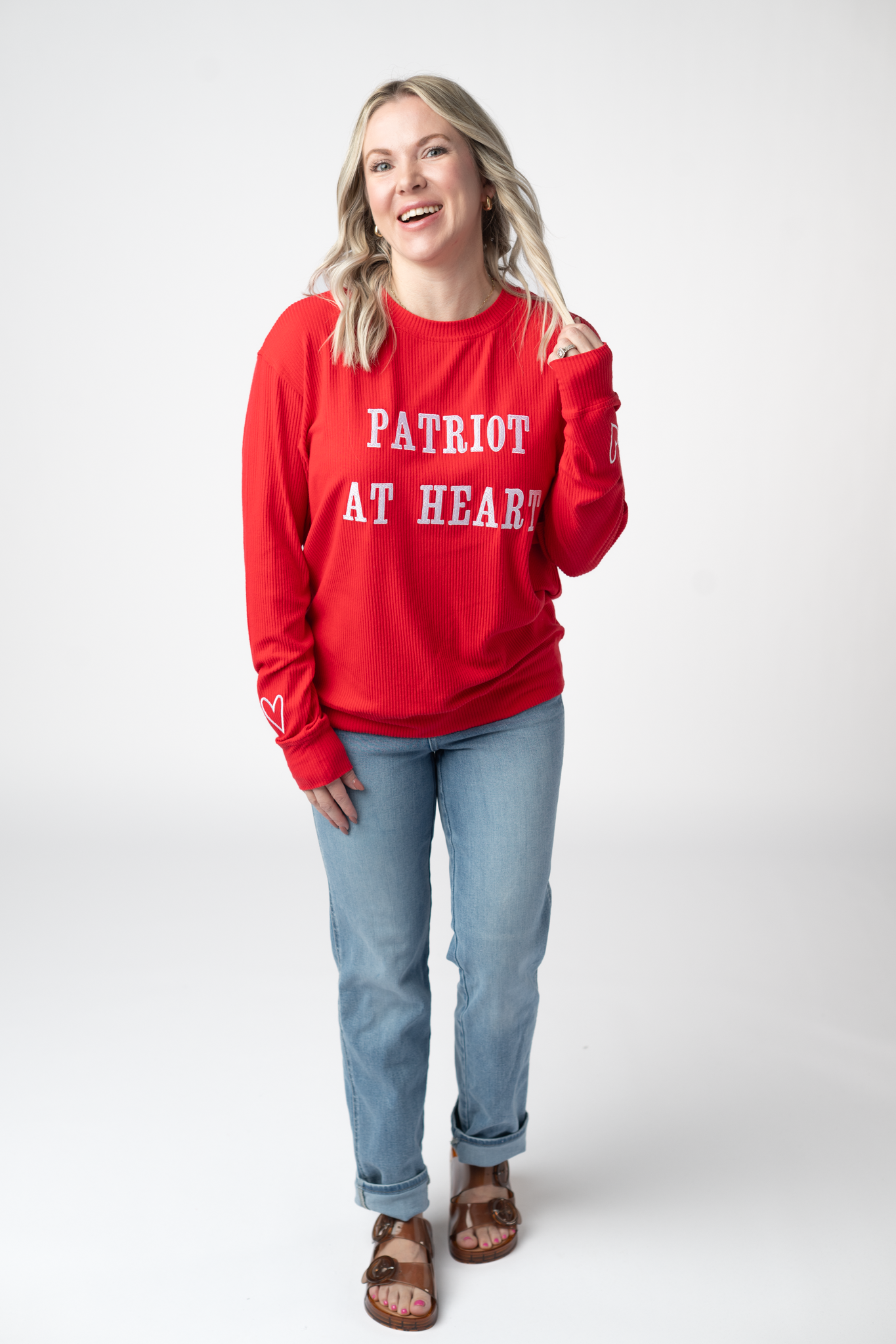 Corrine Embroidered Pullover Top - Patriot at Heart