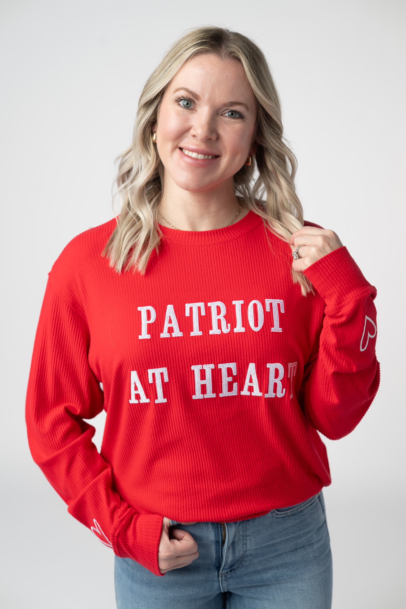 Corrine Embroidered Pullover Top - Patriot at Heart