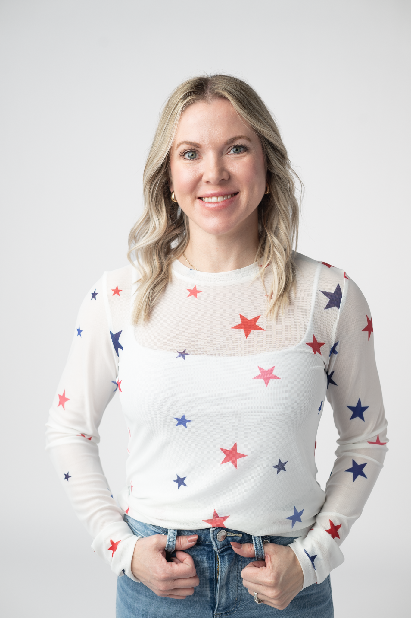 Mesh Long Sleeve Top - Stars