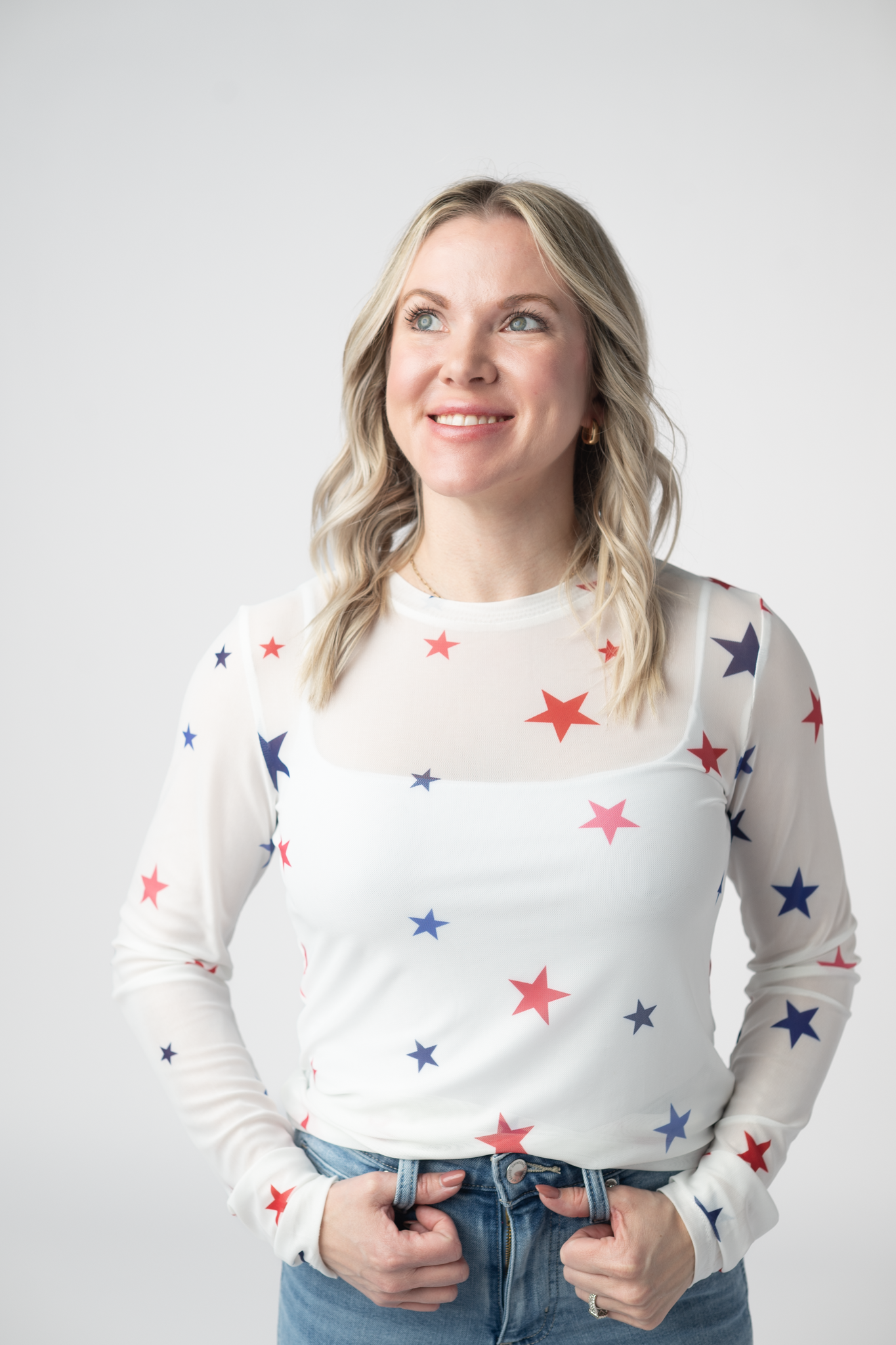 Mesh Long Sleeve Top - Stars