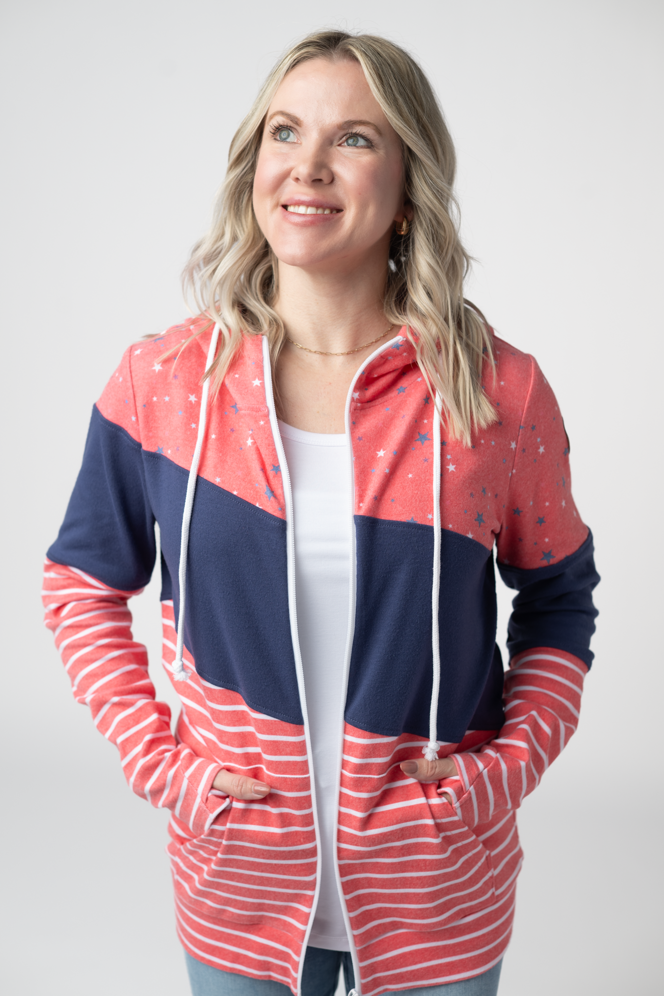 Colorblock Fullzip - Liberty Stars, Navy, and Stripes Trio