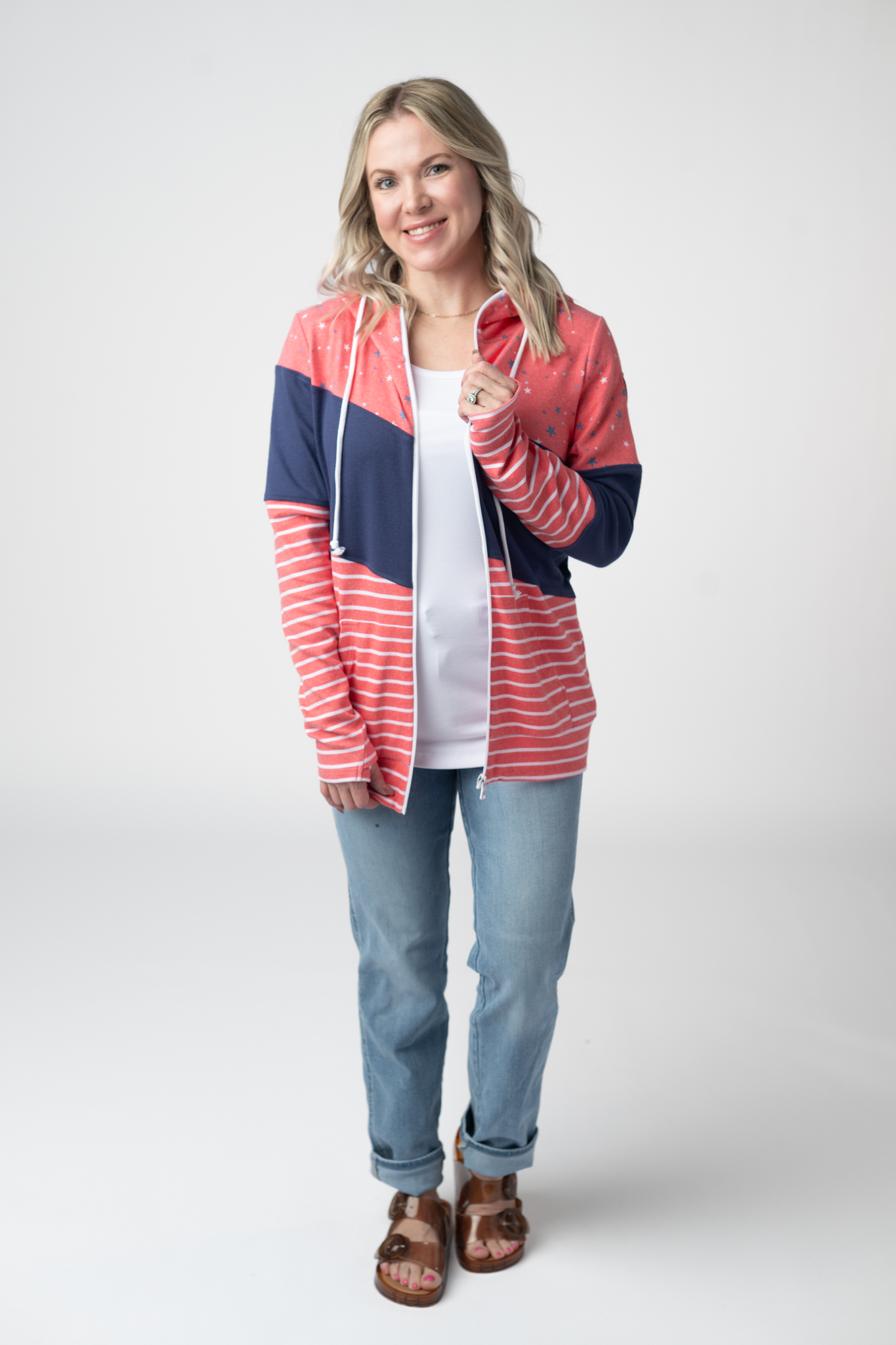 Colorblock Fullzip - Liberty Stars, Navy, and Stripes Trio