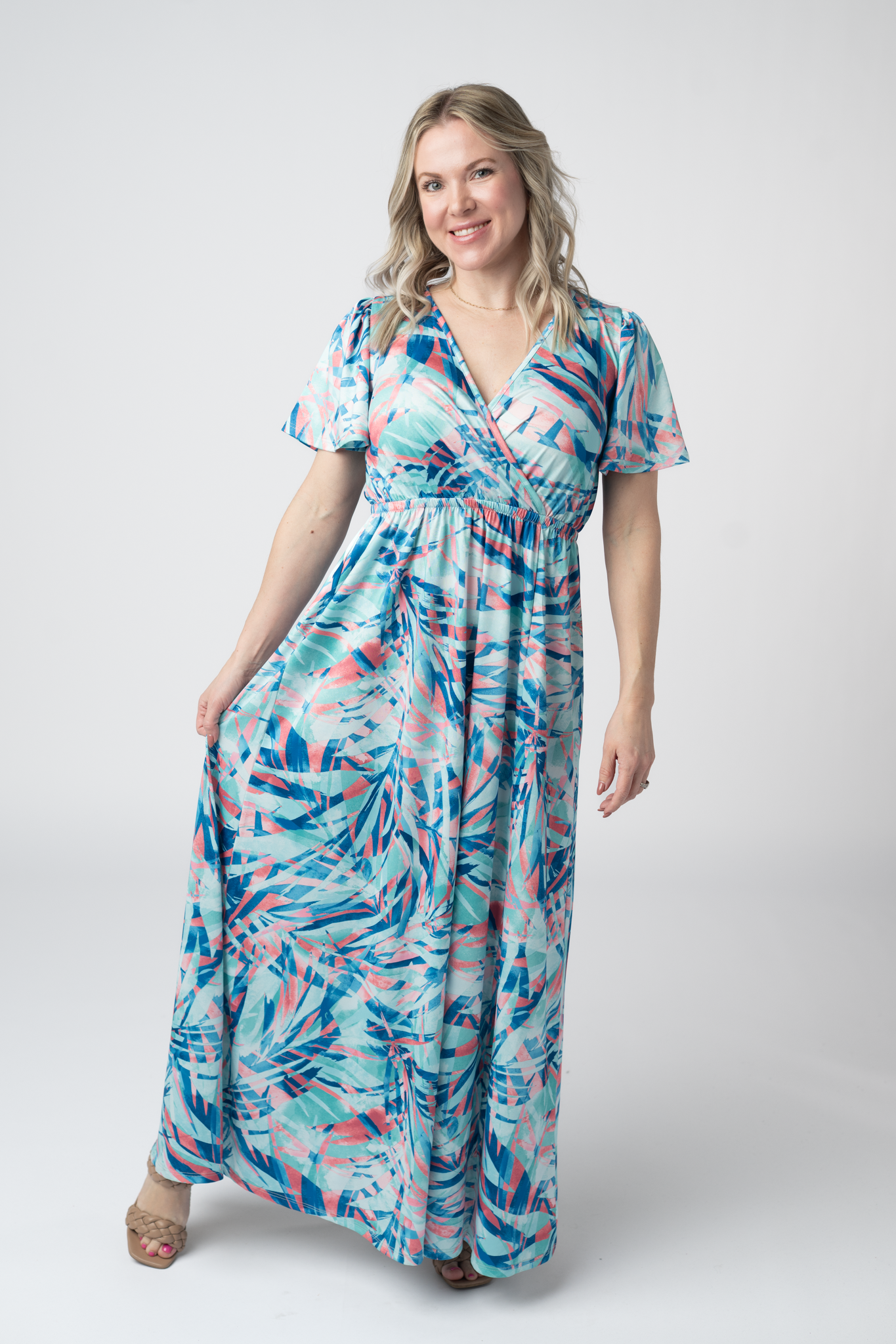 Millie Maxi Dress - Abstract Aqua Breeze