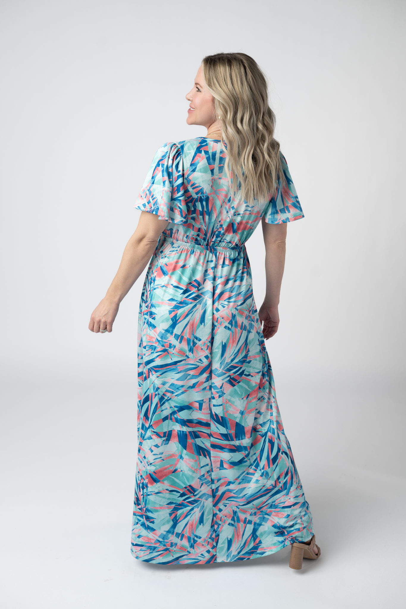 Millie Maxi Dress - Abstract Aqua Breeze