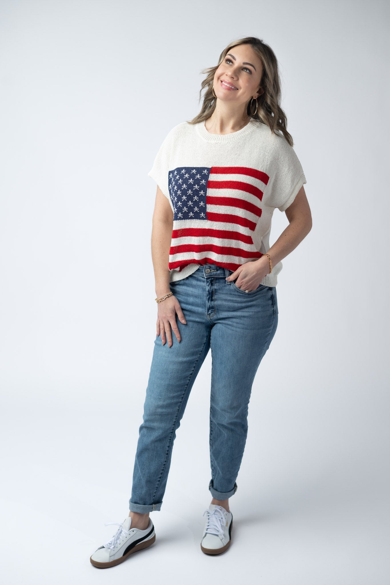 American Flag Open Knit Top