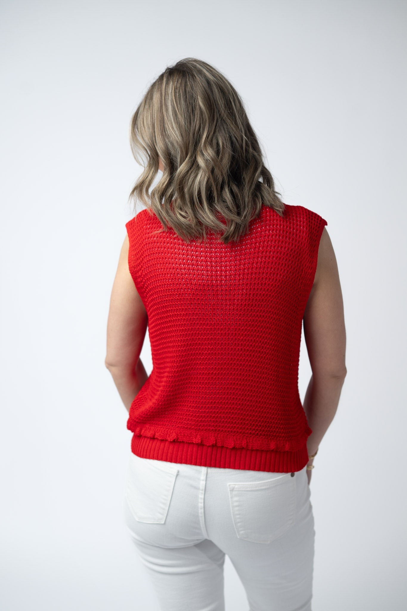 Amaya Open Knit Top - Red