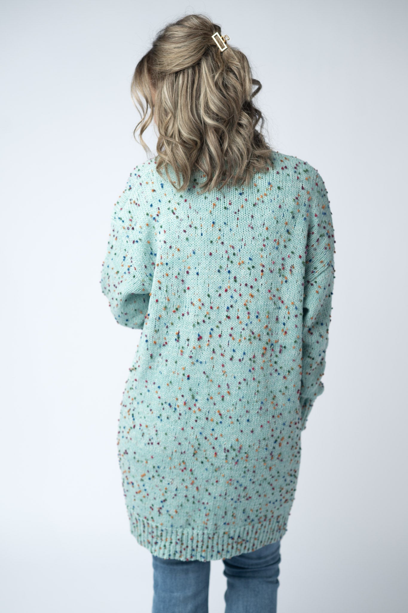 Carly Confetti Dot Cardigan - Aqua Blue