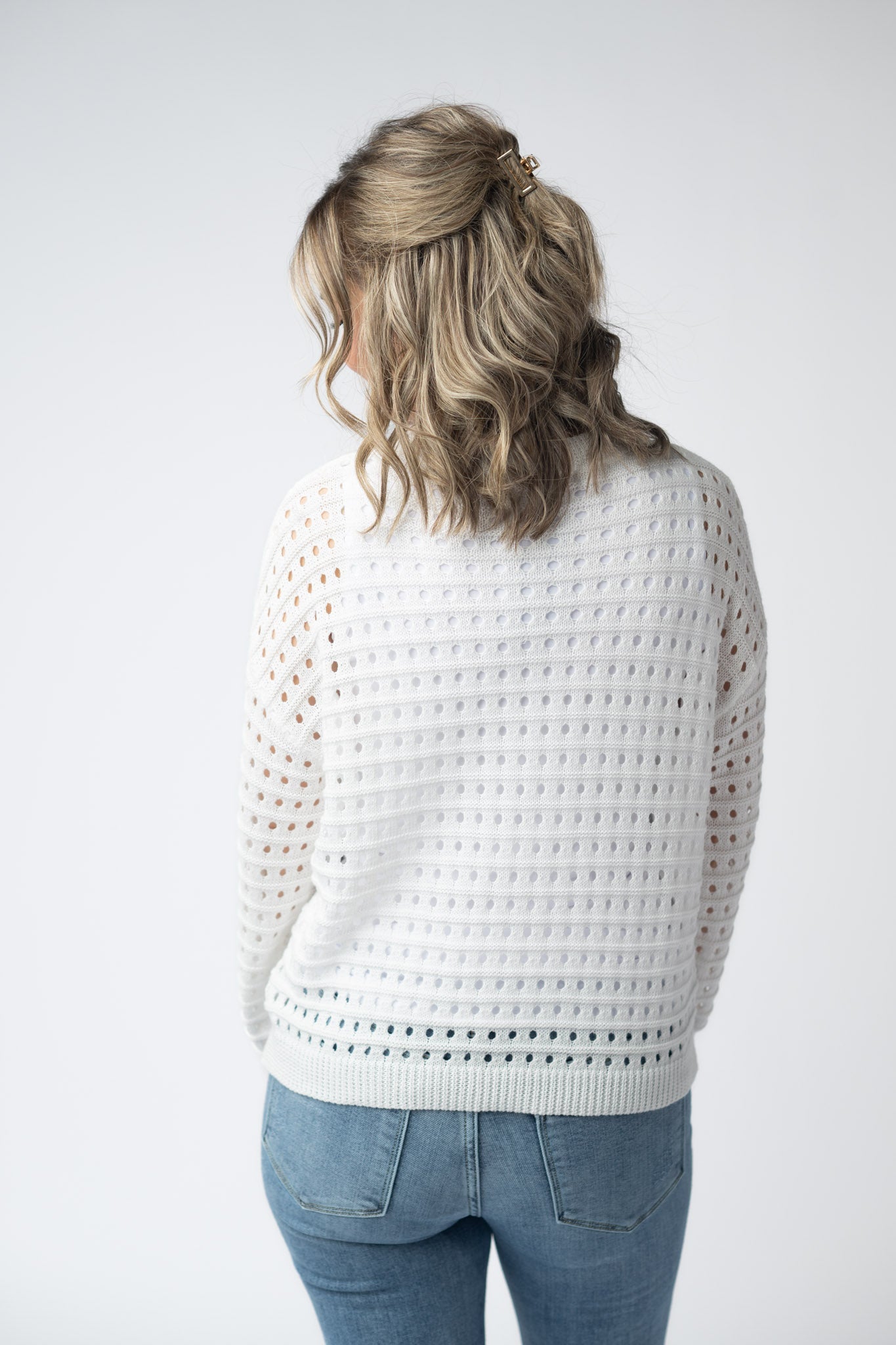 USA Sequin Flag Open Knit Pullover