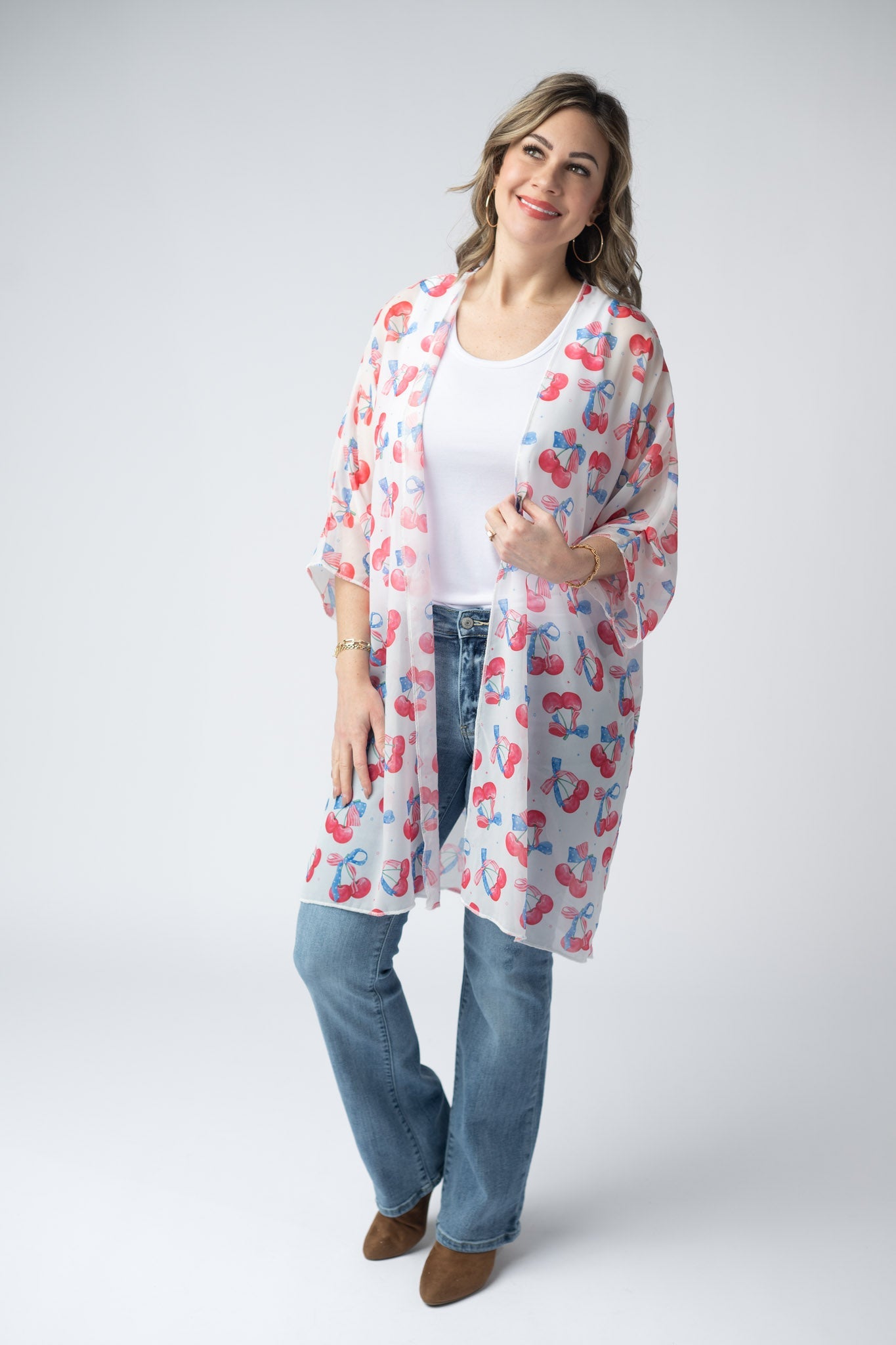Patriotic Cherries Kimono