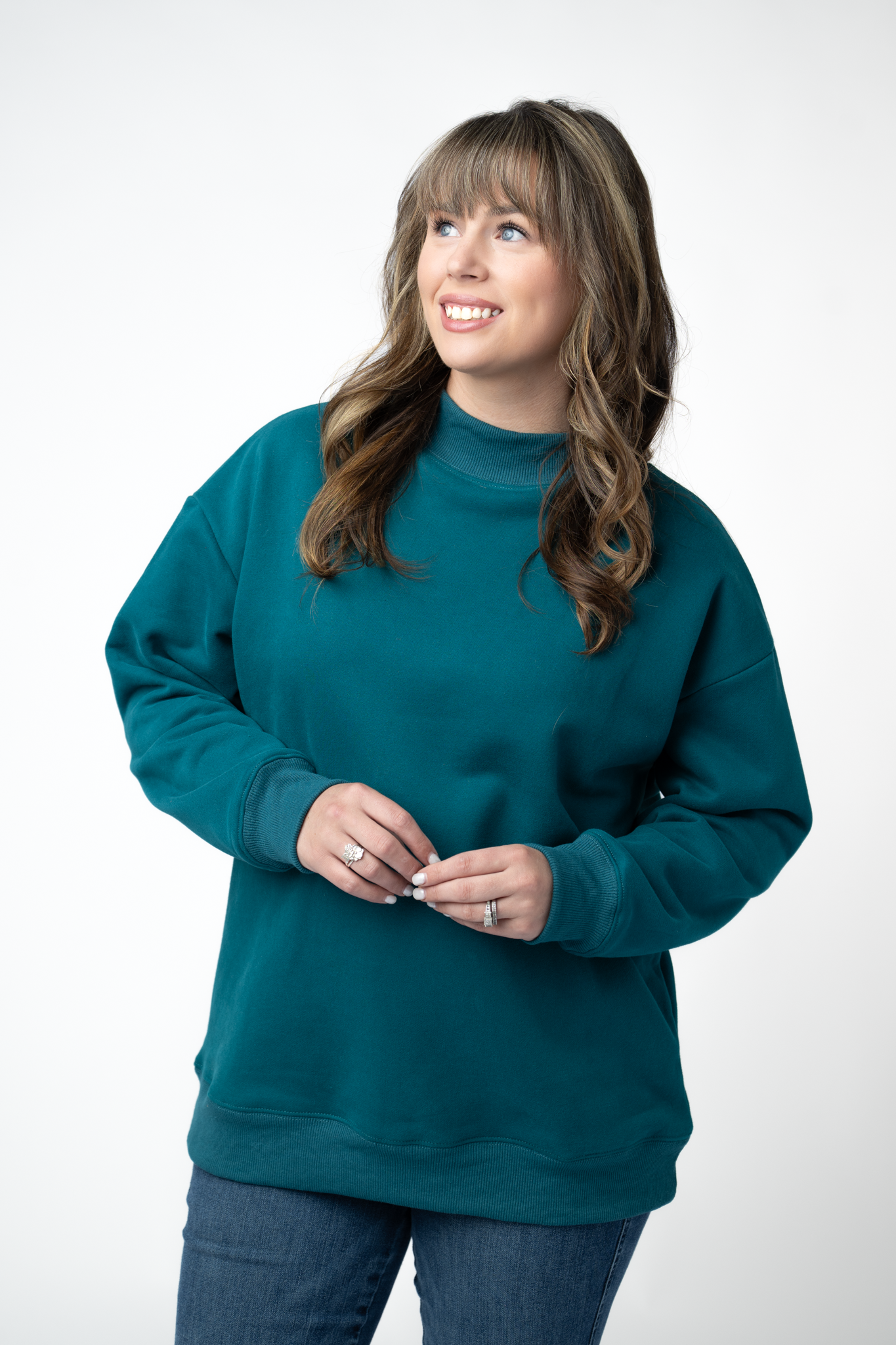 Marley Mock Neck Sweatshirt - Teal