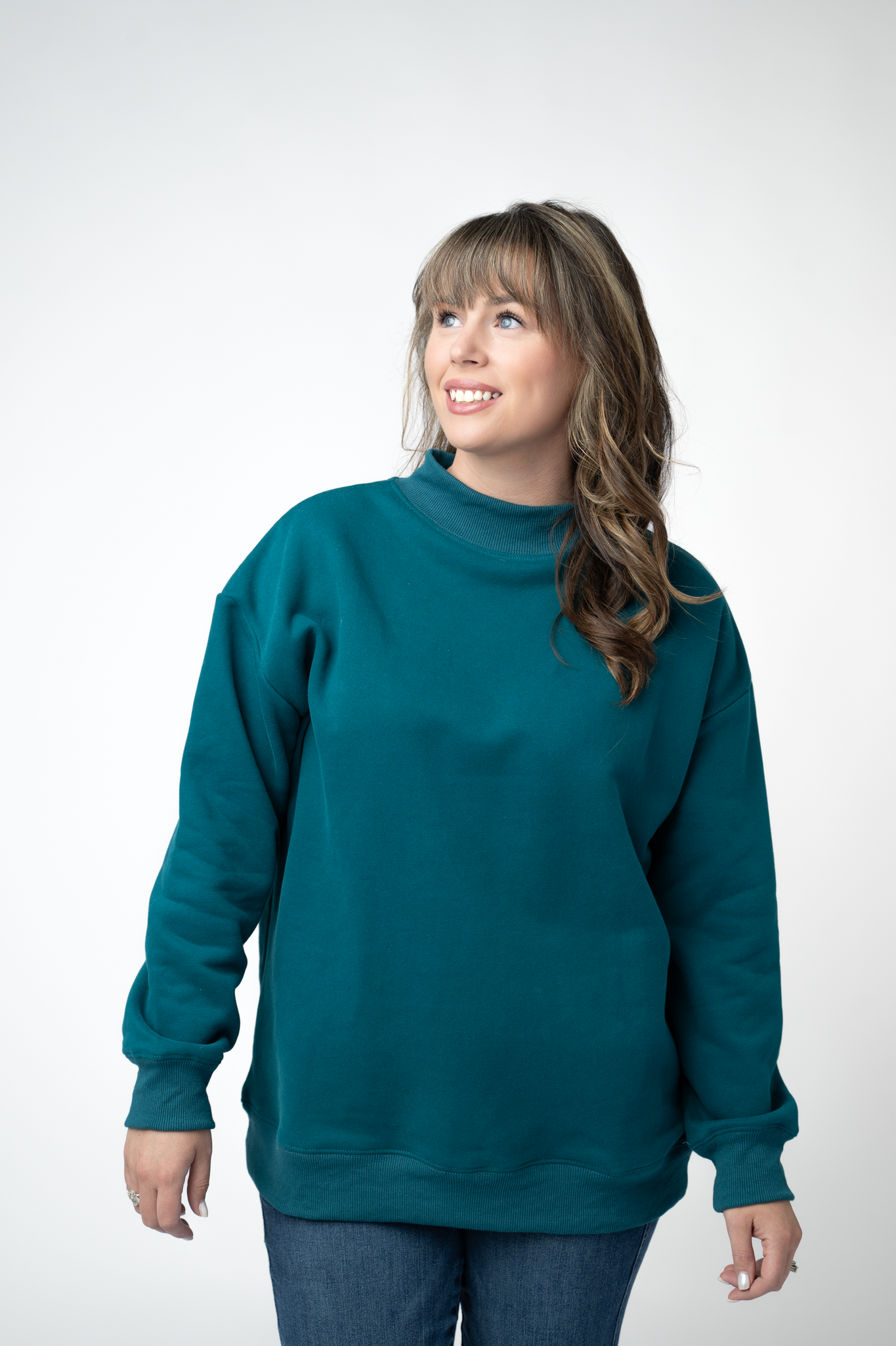 Marley Mock Neck Sweatshirt - Teal