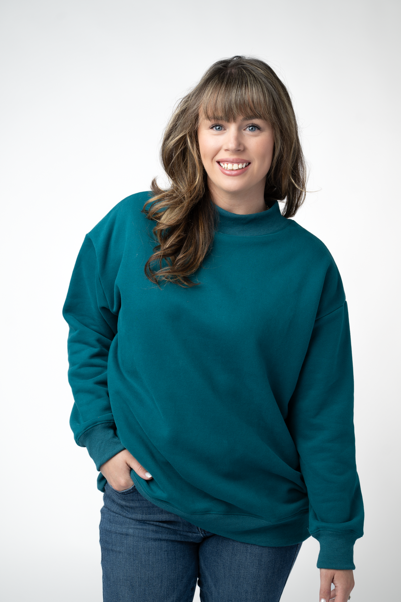 Marley Mock Neck Sweatshirt - Teal
