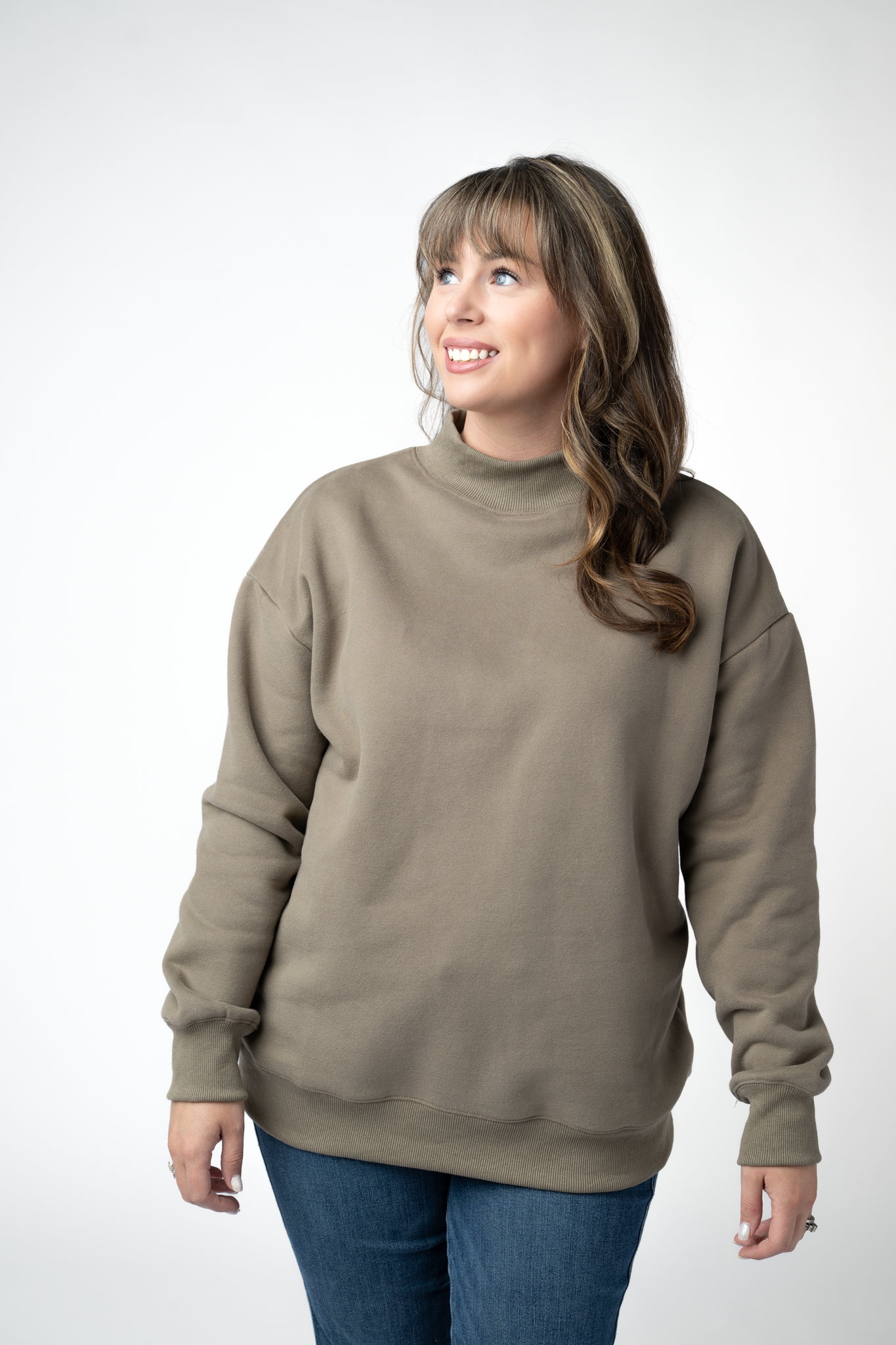 Marley Mock Neck Sweatshirt - Taupe