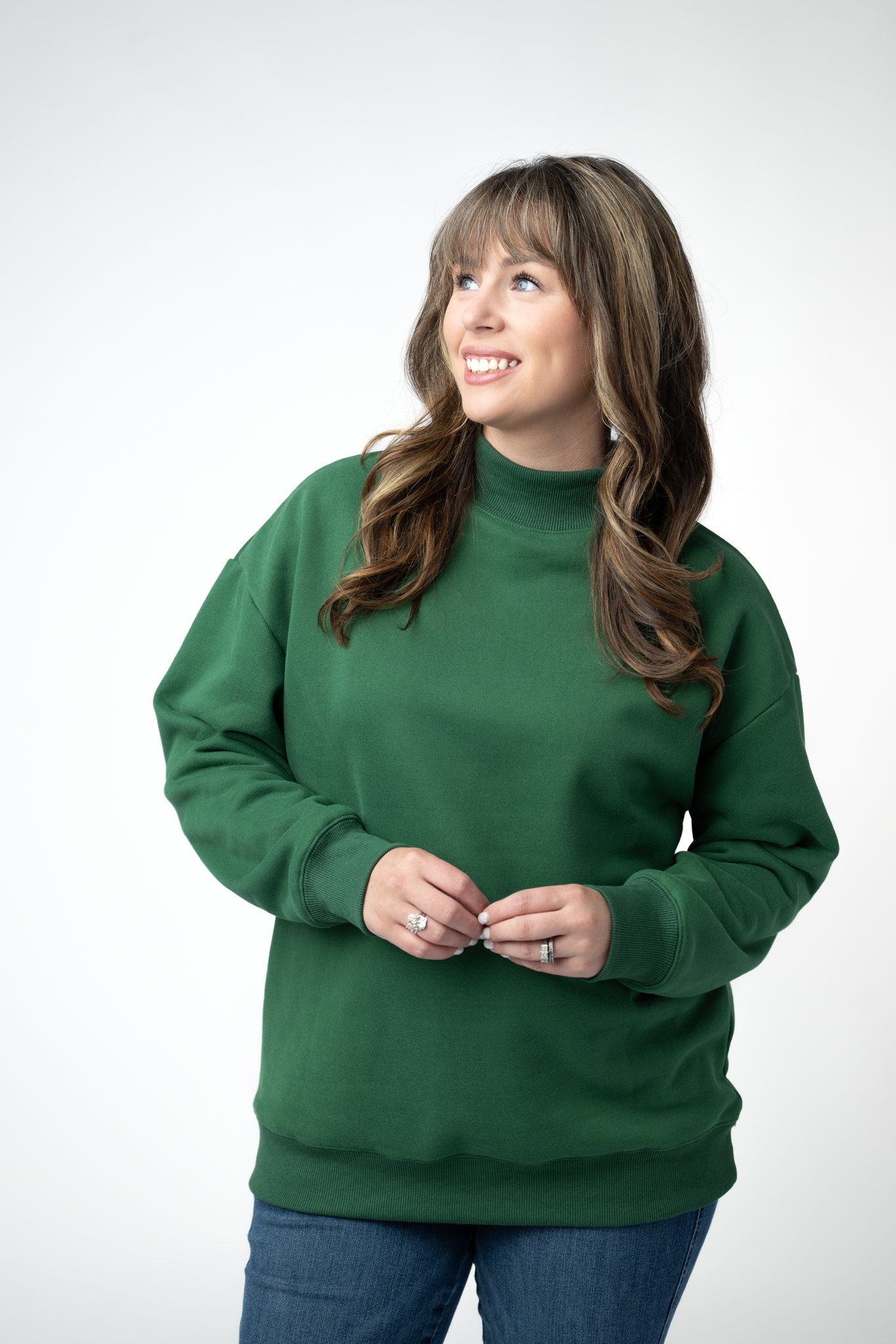 Marley Mock Neck Sweatshirt - Forest Green