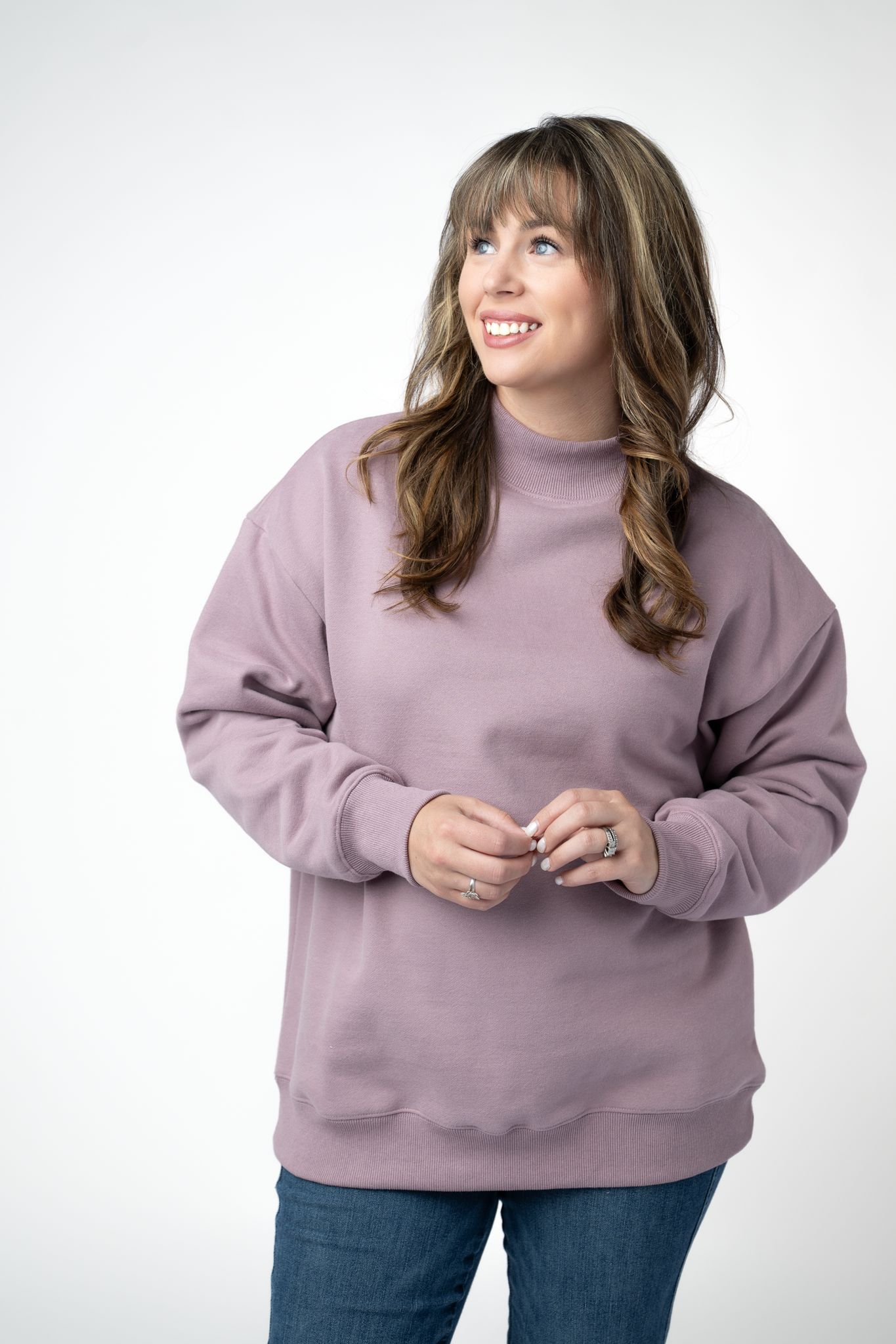 Marley Mock Neck Sweatshirt - Mauve