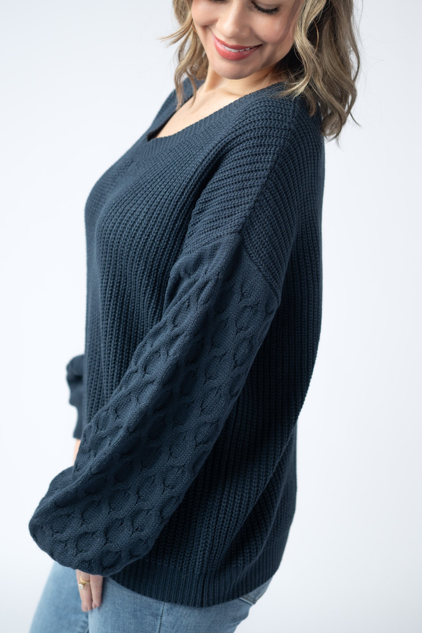 Talina Textured Sweater - Navy