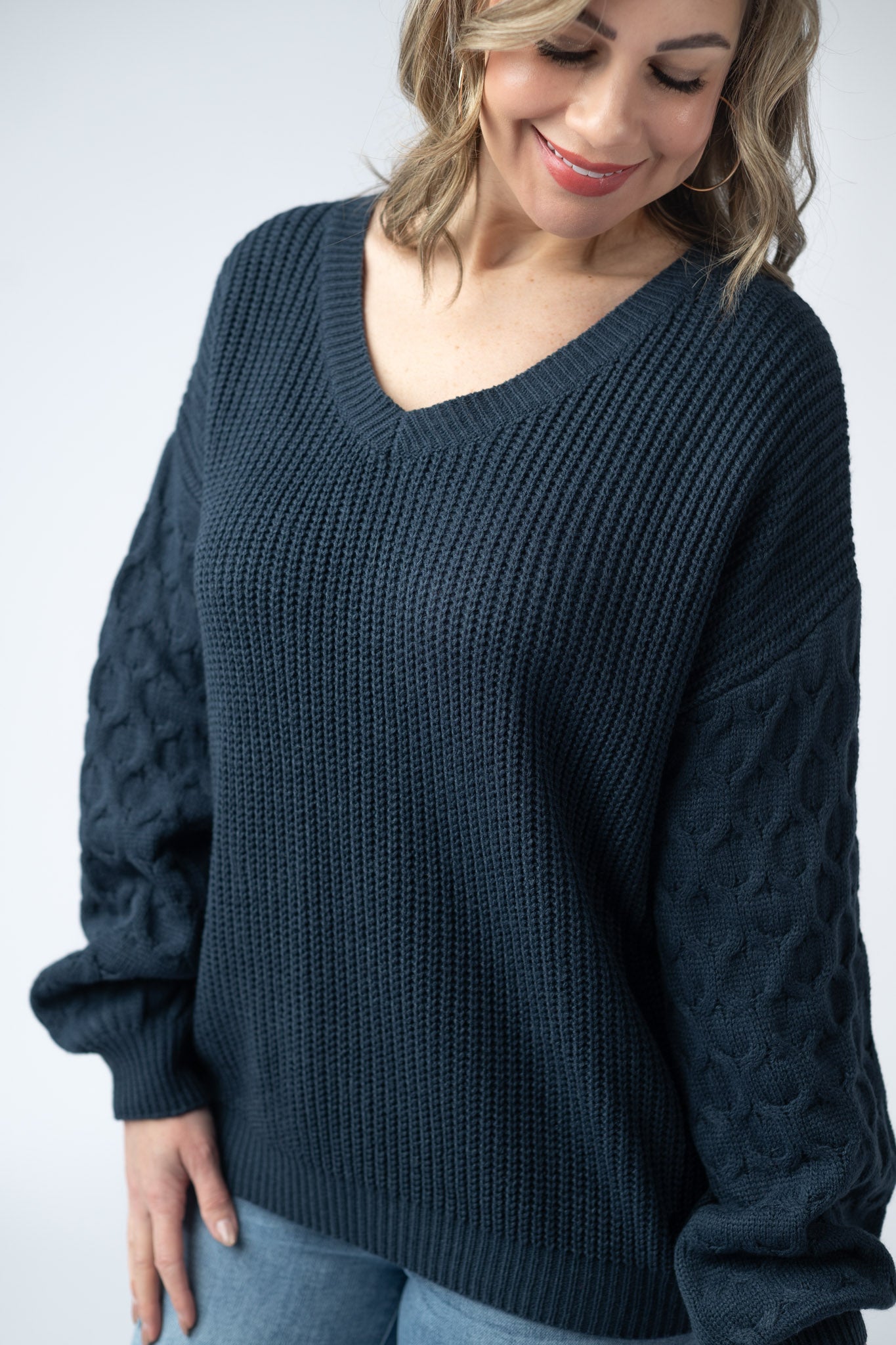 Talina Textured Sweater - Navy
